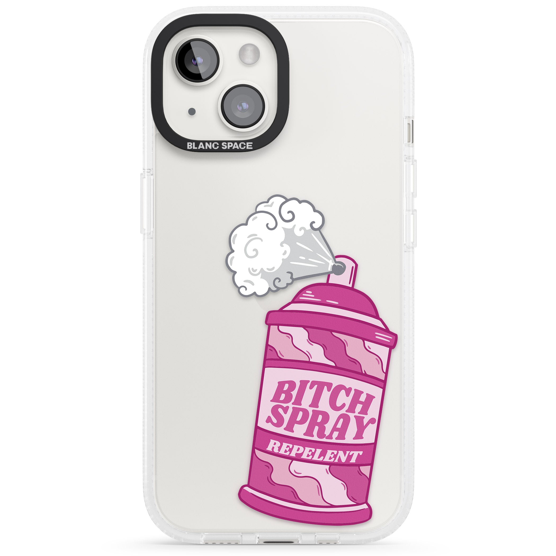 B*tch Spray iPhone 15 / 14 / 13 Clear Case Impact Air - Blanc Space