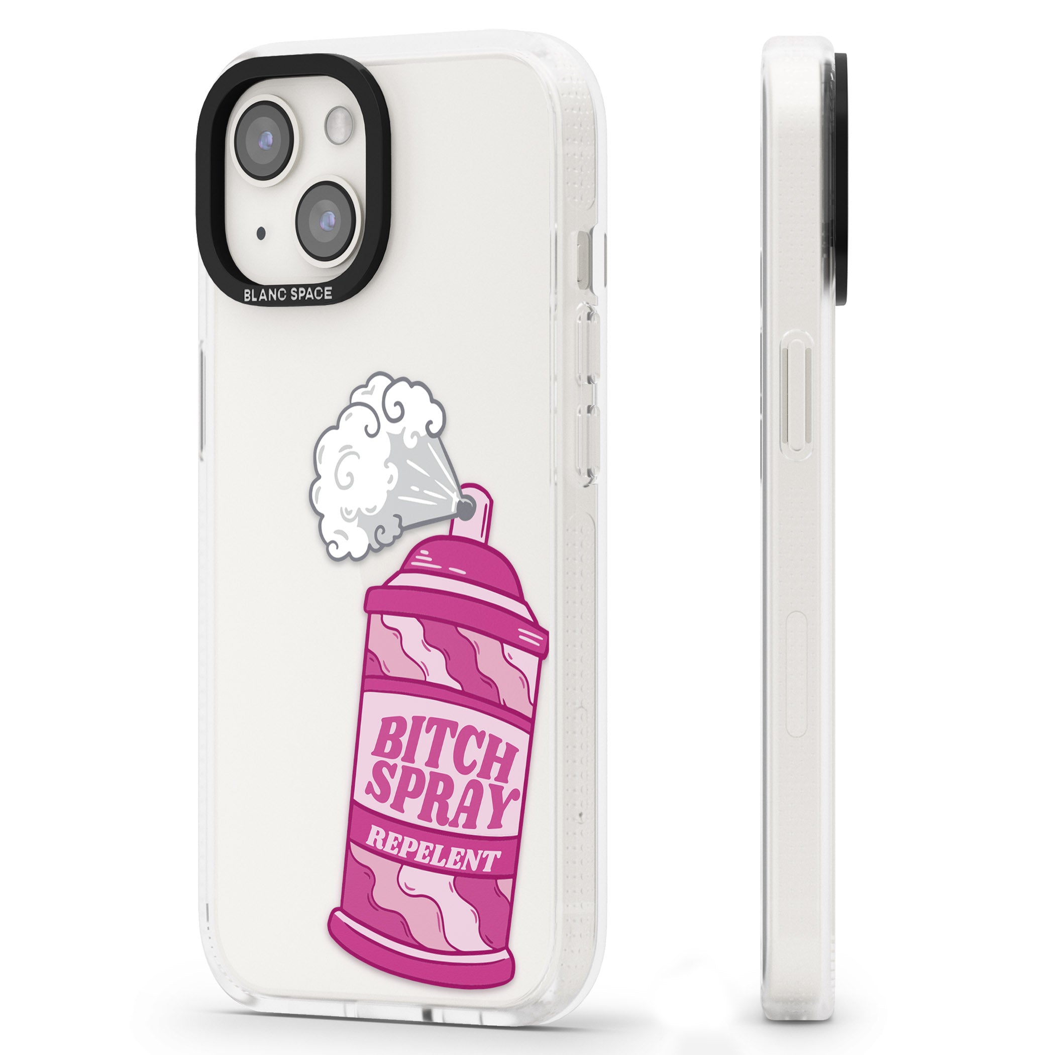 B*tch Spray iPhone 15 / 14 / 13 Clear Case Impact Air - Blanc Space