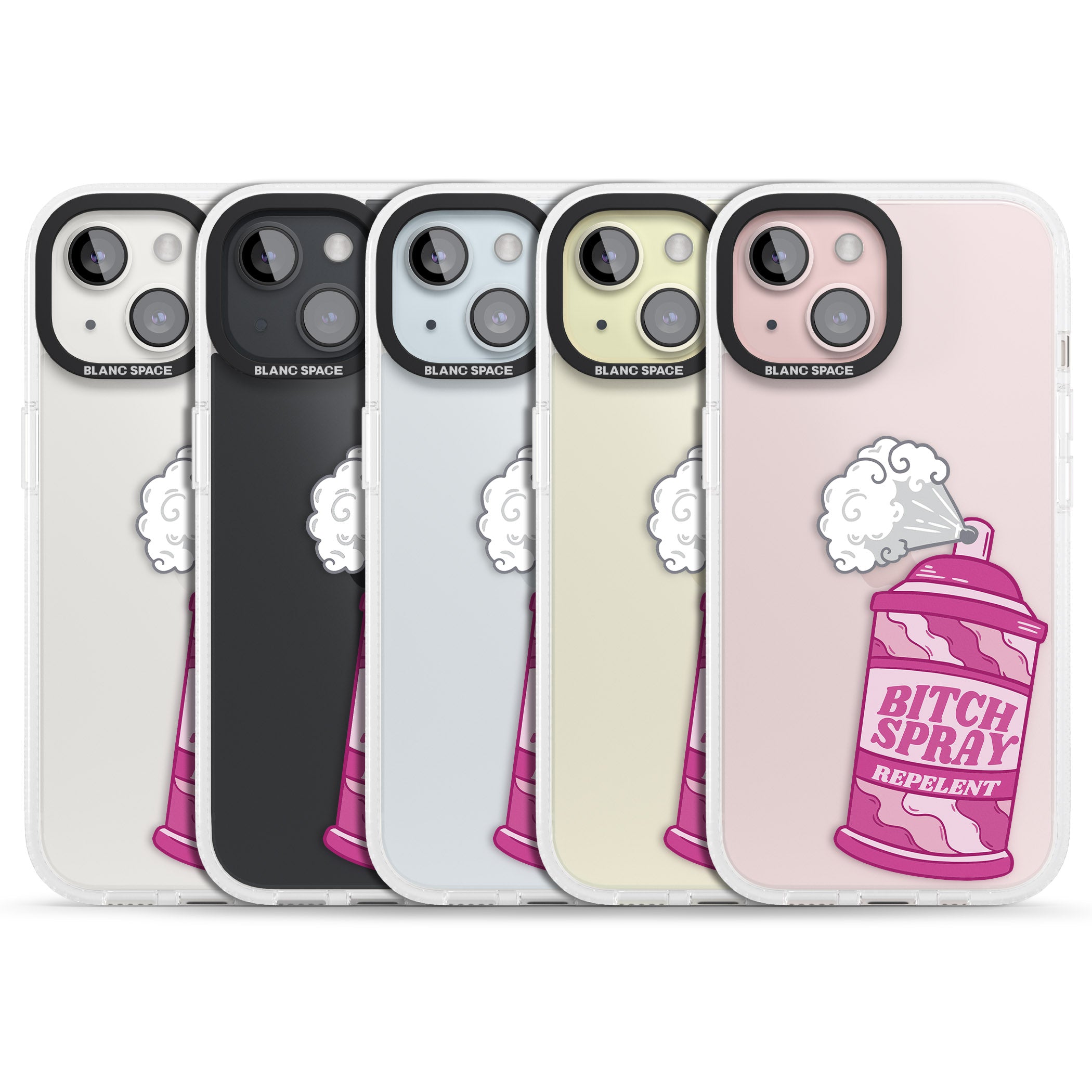 B*tch Spray iPhone 15 / 14 / 13 Clear Case Impact Air - Blanc Space