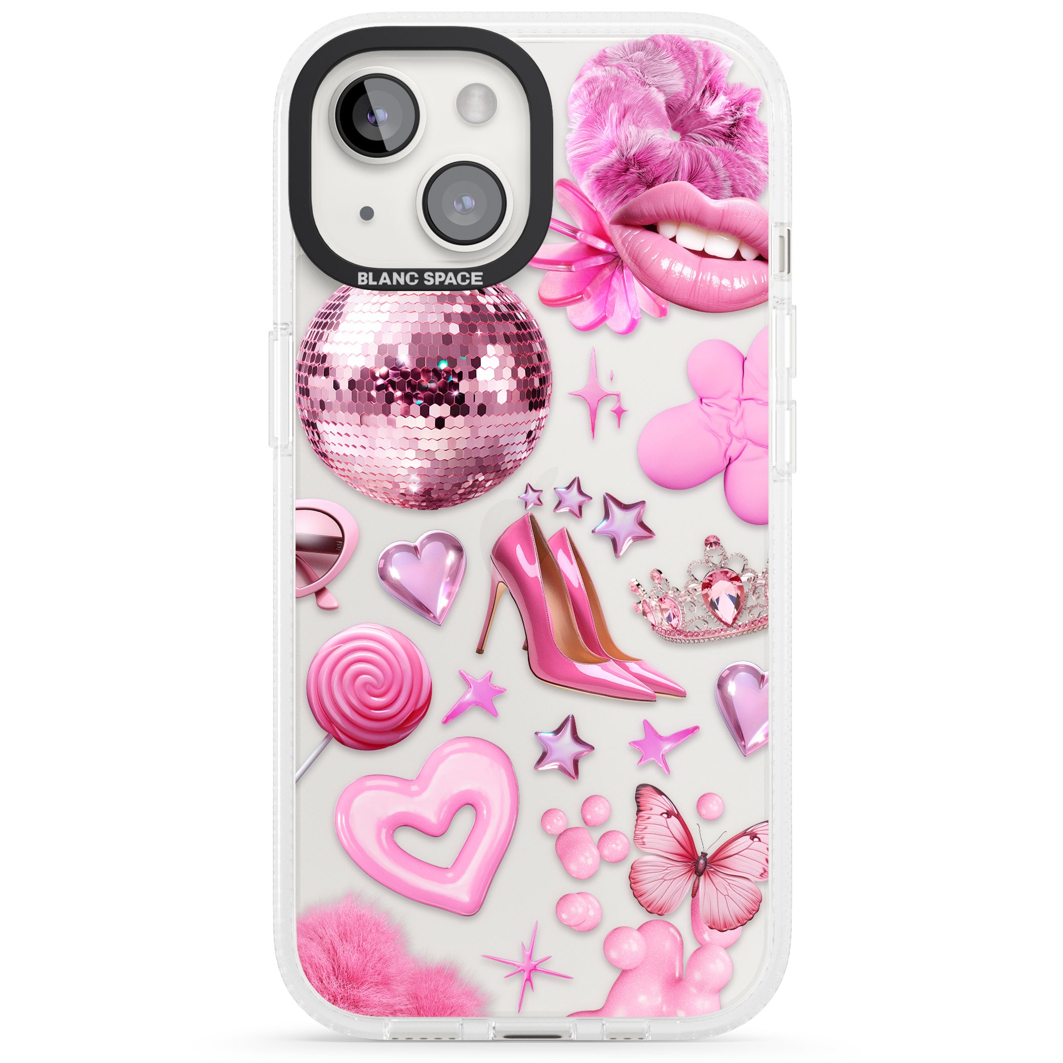 Pink Glam iPhone 15 / 14 / 13 Clear Case Impact Air - Blanc Space