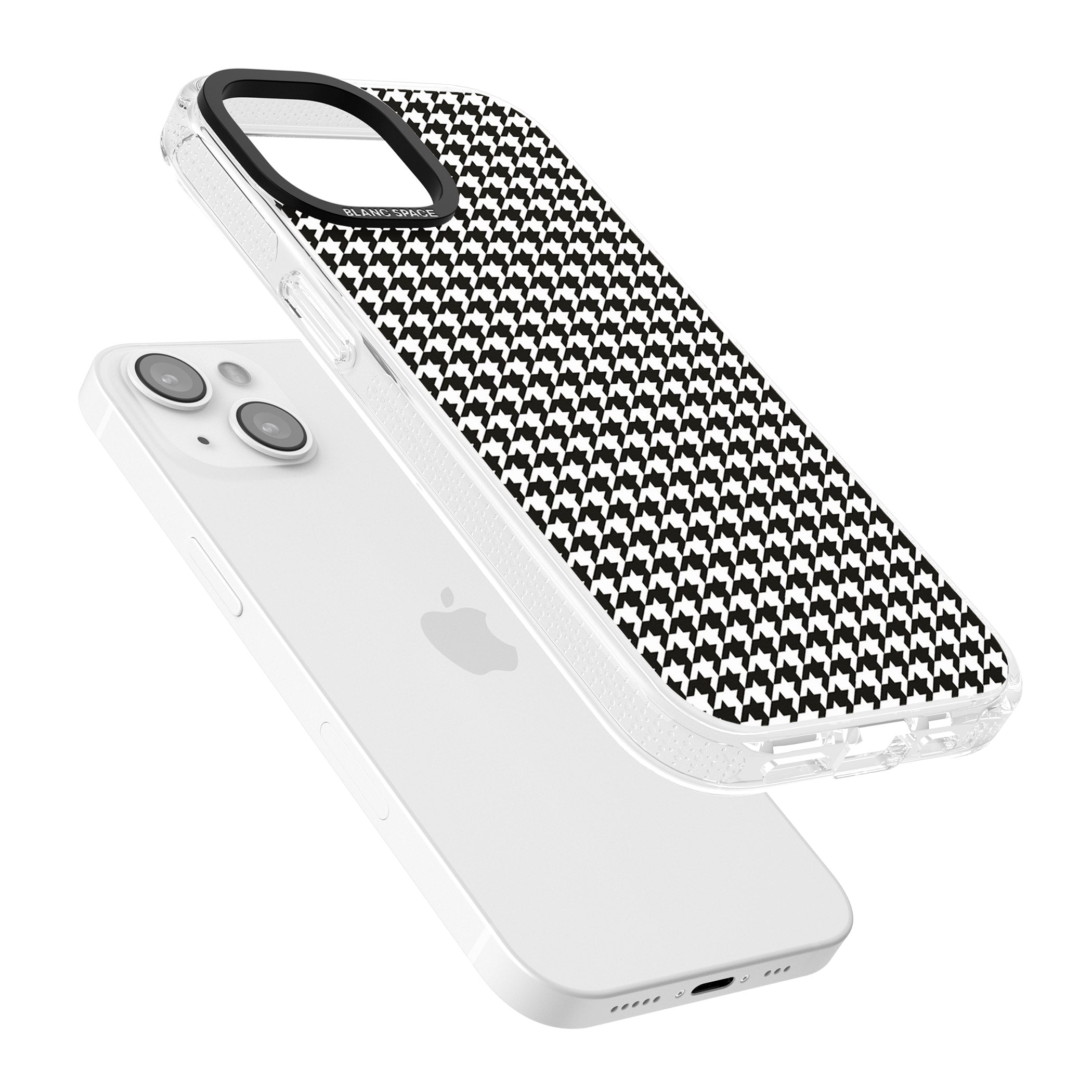 Chic Houndstooth Check iPhone 15 / 14 / 13 Clear Case Impact Air - Blanc Space