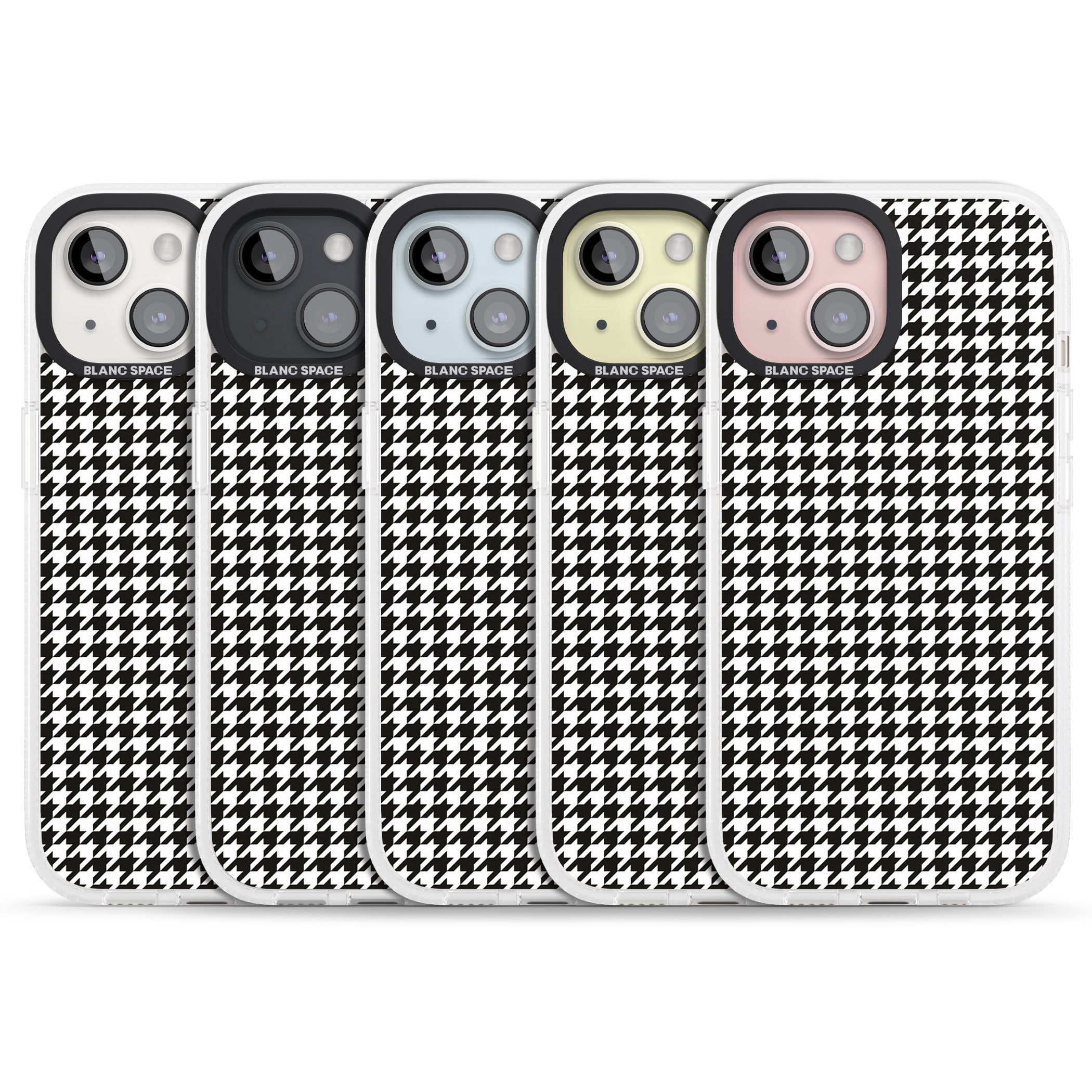 Chic Houndstooth Check iPhone 15 / 14 / 13 Clear Case Impact Air - Blanc Space