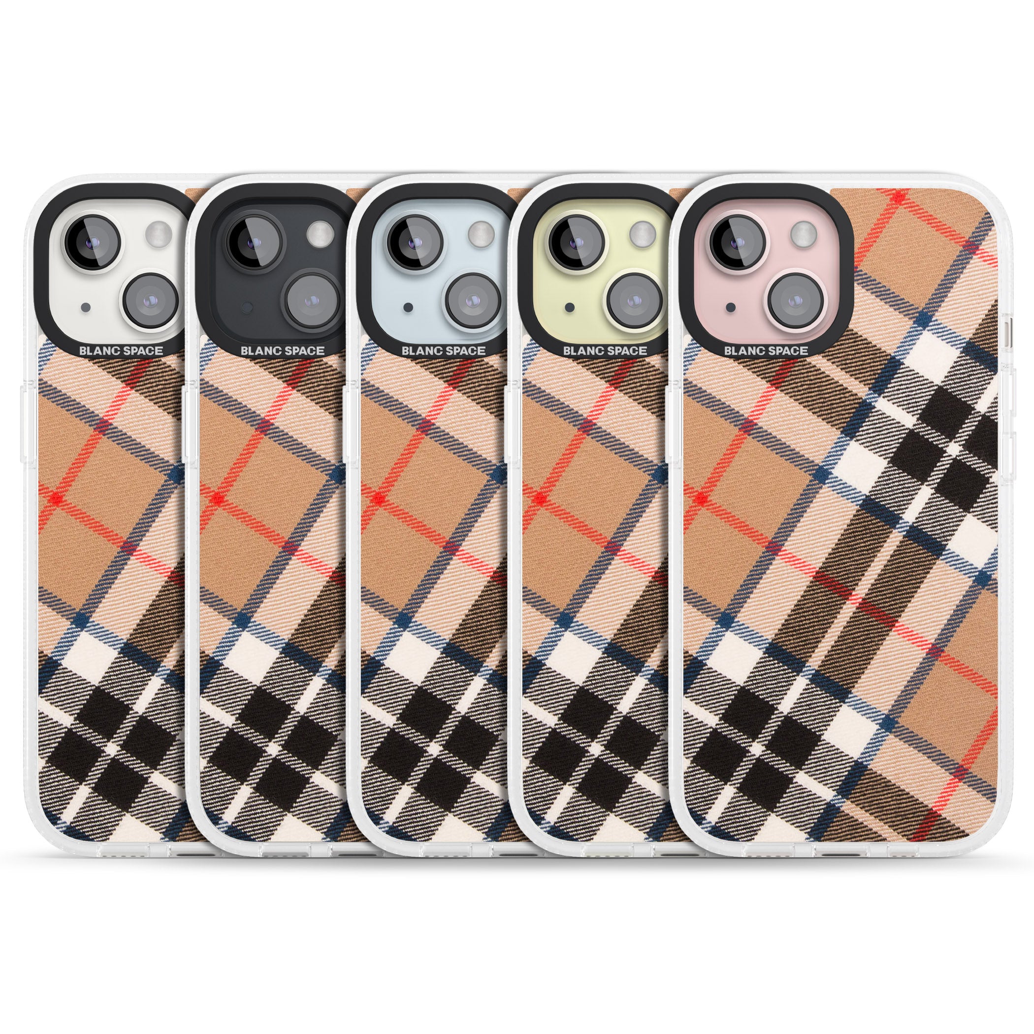 Haymarket Check iPhone 15 / 14 / 13 Clear Case Impact Air - Blanc Space