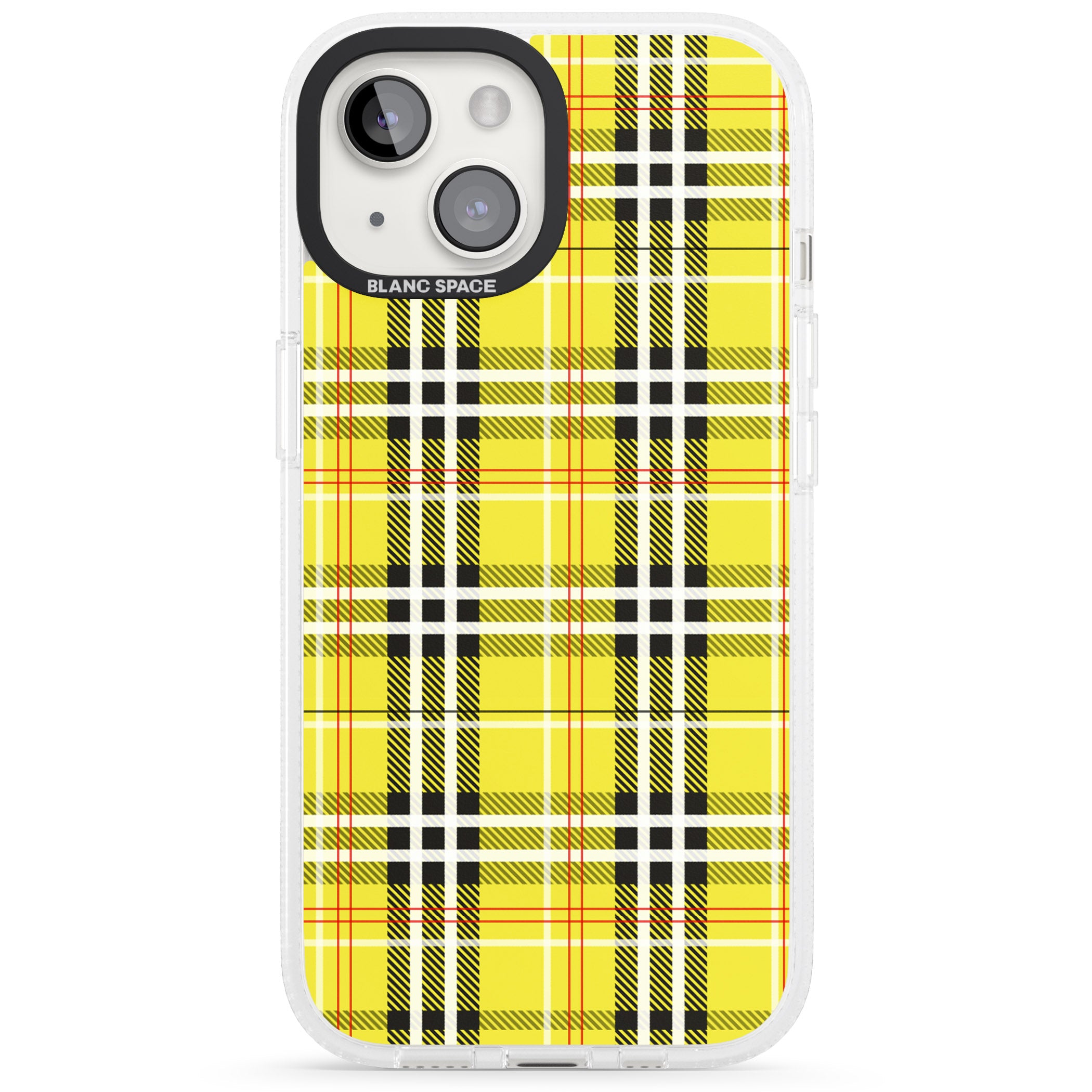 Yellow Plaid iPhone 15 / 14 / 13 Clear Case Impact Air - Blanc Space