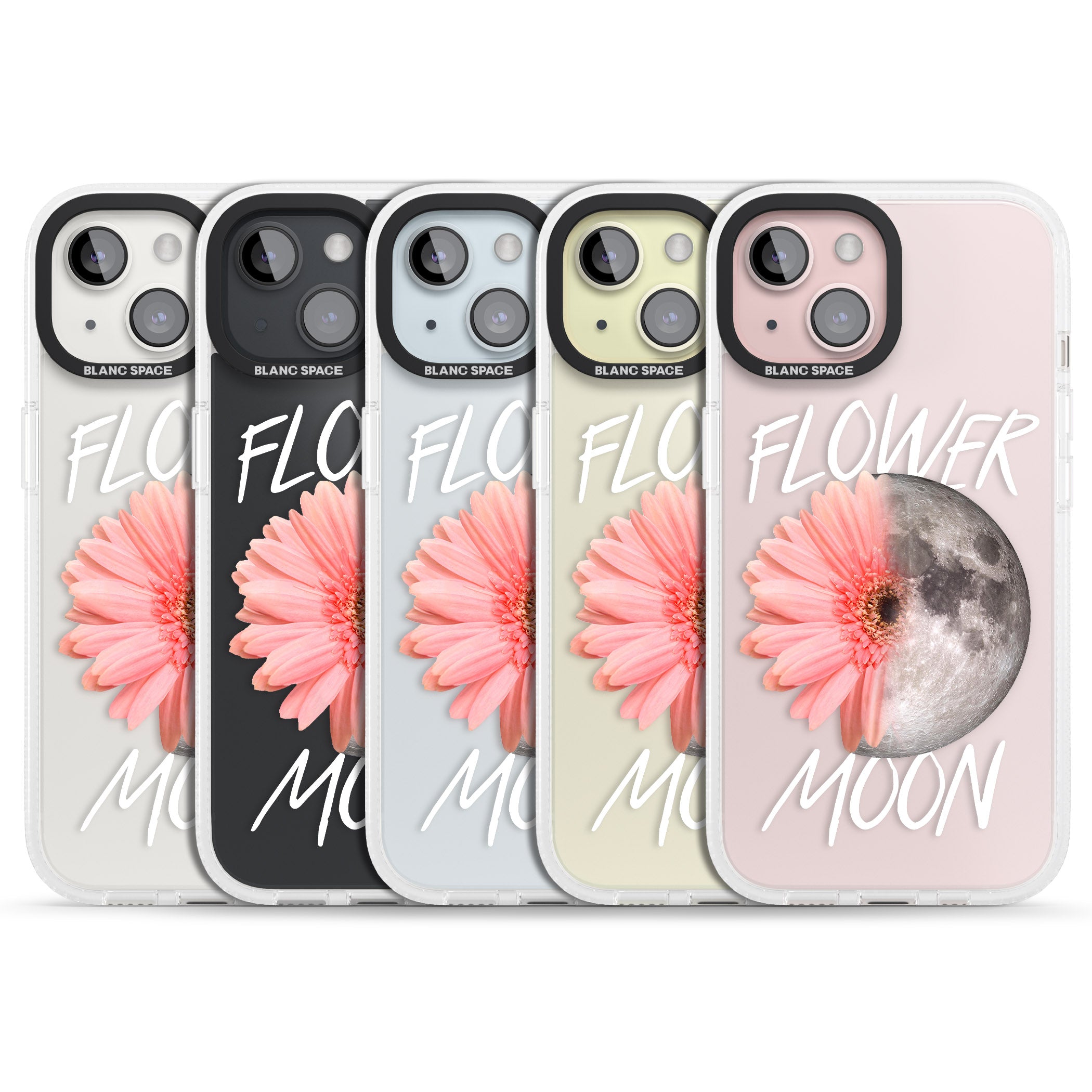 Flower Moon iPhone 15 / 14 / 13 Clear Case Impact Air - Blanc Space