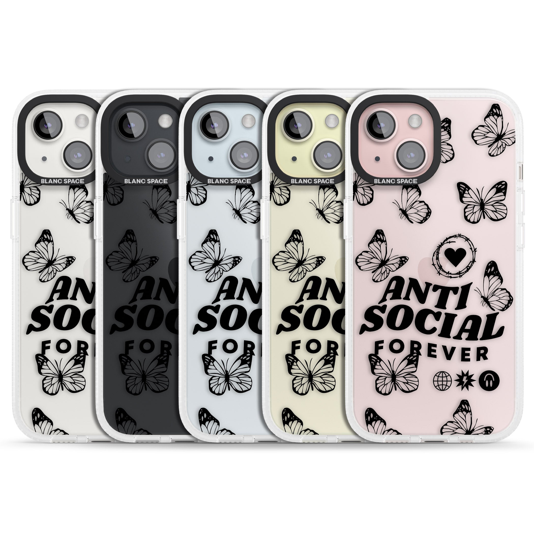 Anti-Social Forever iPhone 15 / 14 / 13 Clear Case Impact Air - Blanc Space