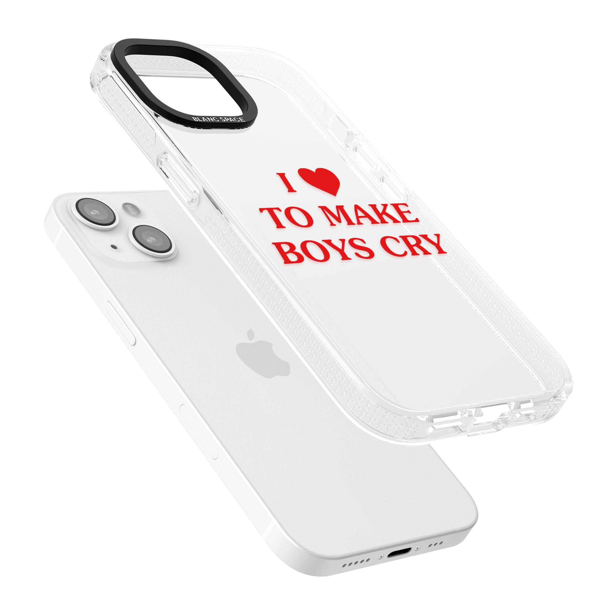 I Love to Make Boys Cry iPhone 15 / 14 / 13 Clear Case Impact Air - Blanc Space