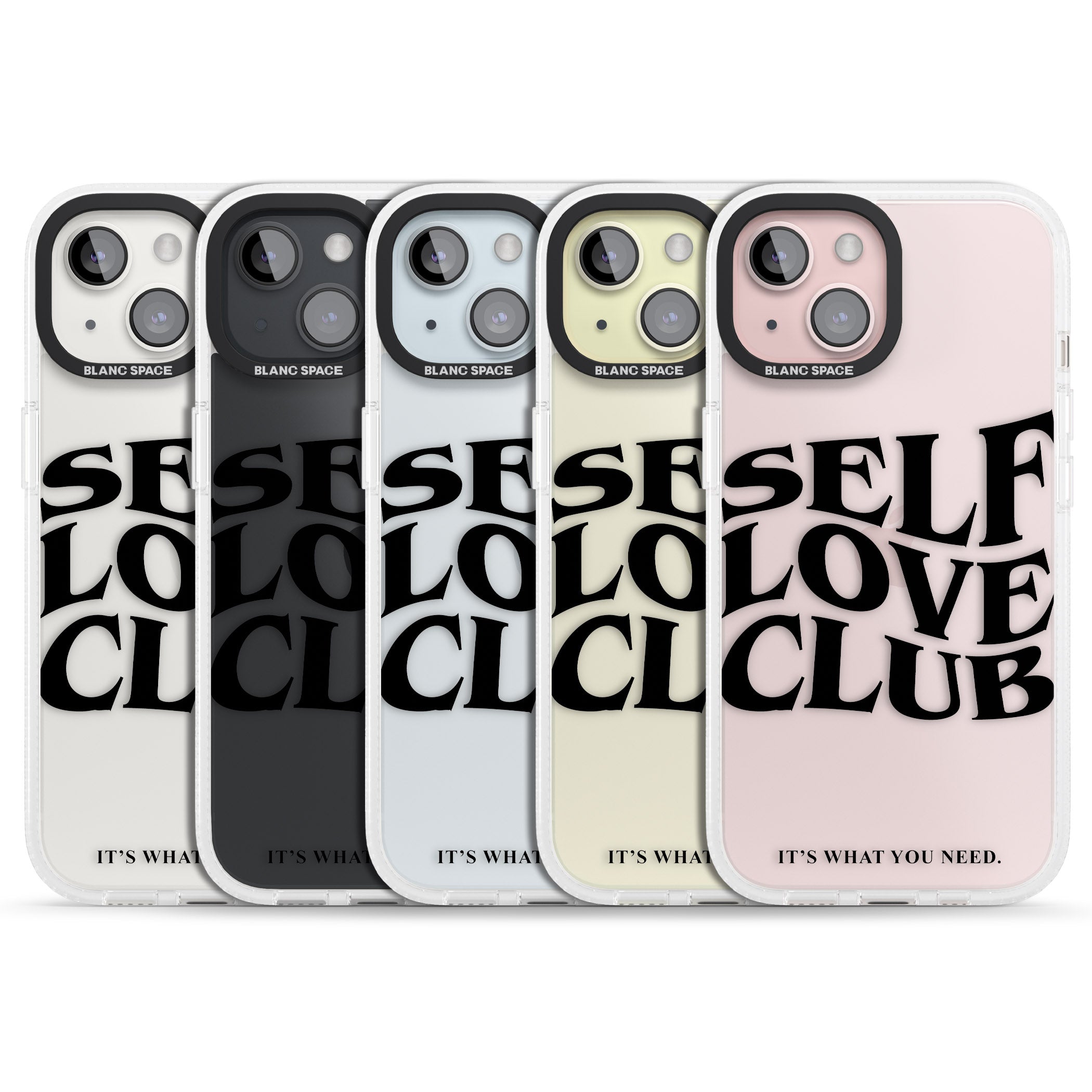 Self Love Club (Black) iPhone 15 / 14 / 13 Clear Case Impact Air - Blanc Space