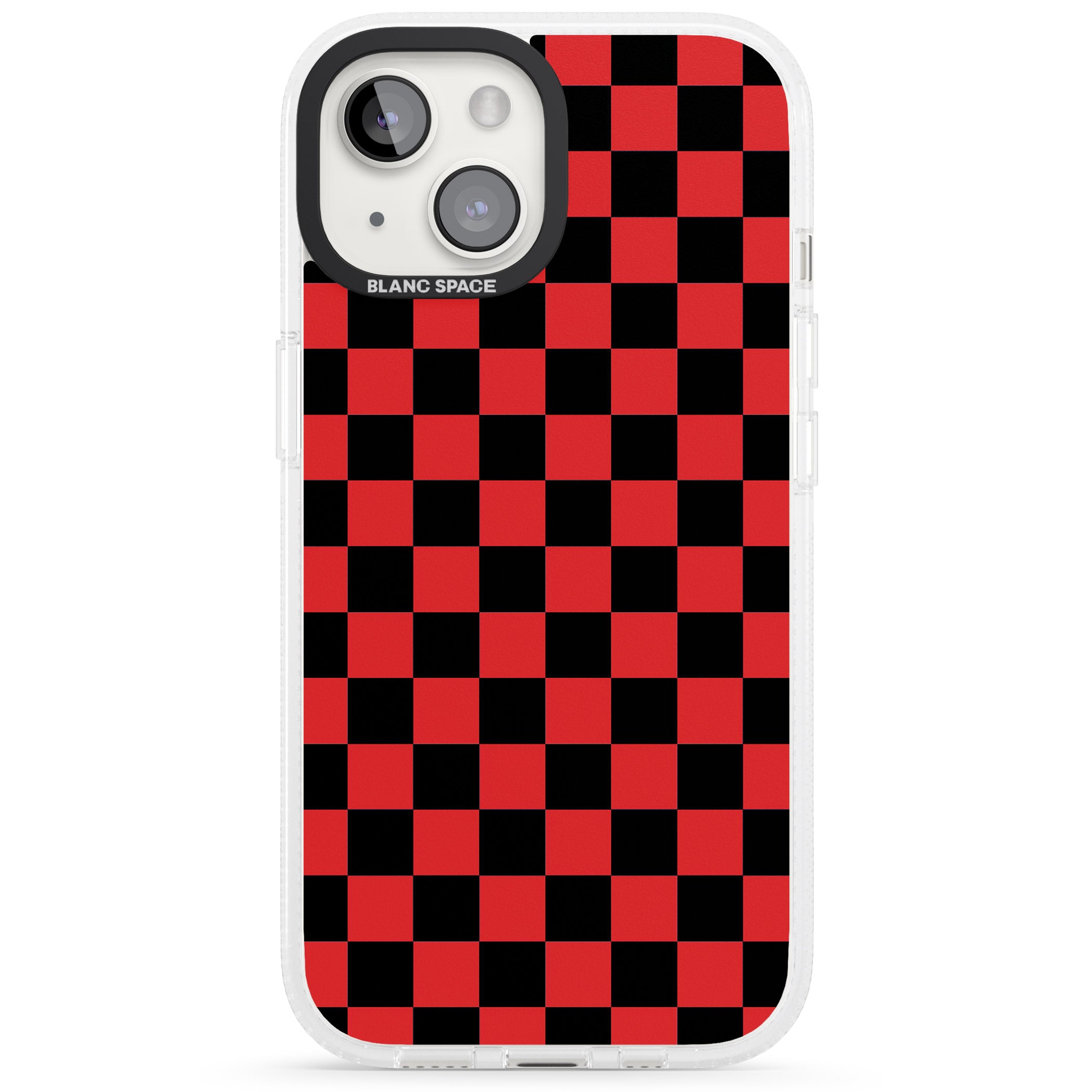 Red Black Checkered iPhone 15 / 14 / 13 Clear Case Impact Air - Blanc Space