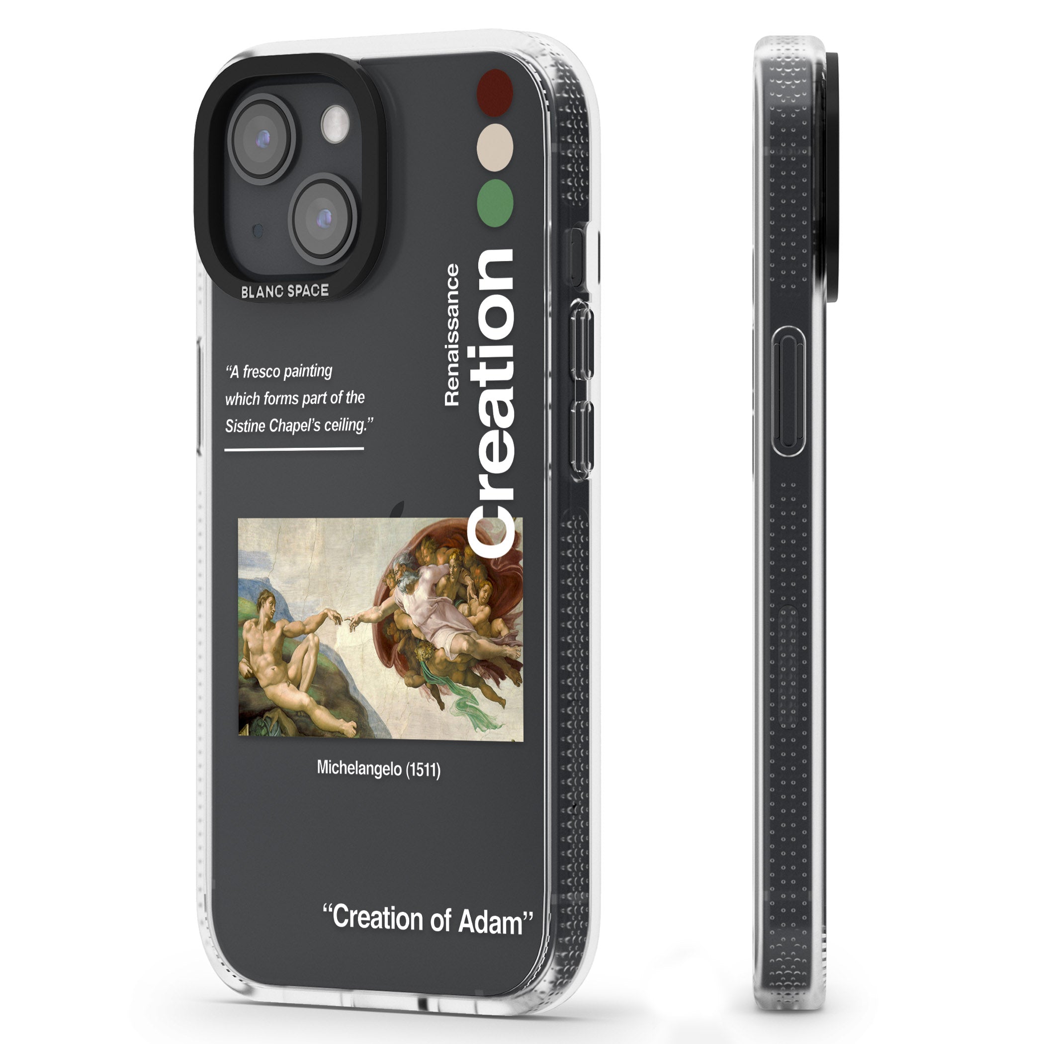 Creation of Adam - Michelangelo iPhone 15 / 14 / 13 Clear Case Impact Air - Blanc Space