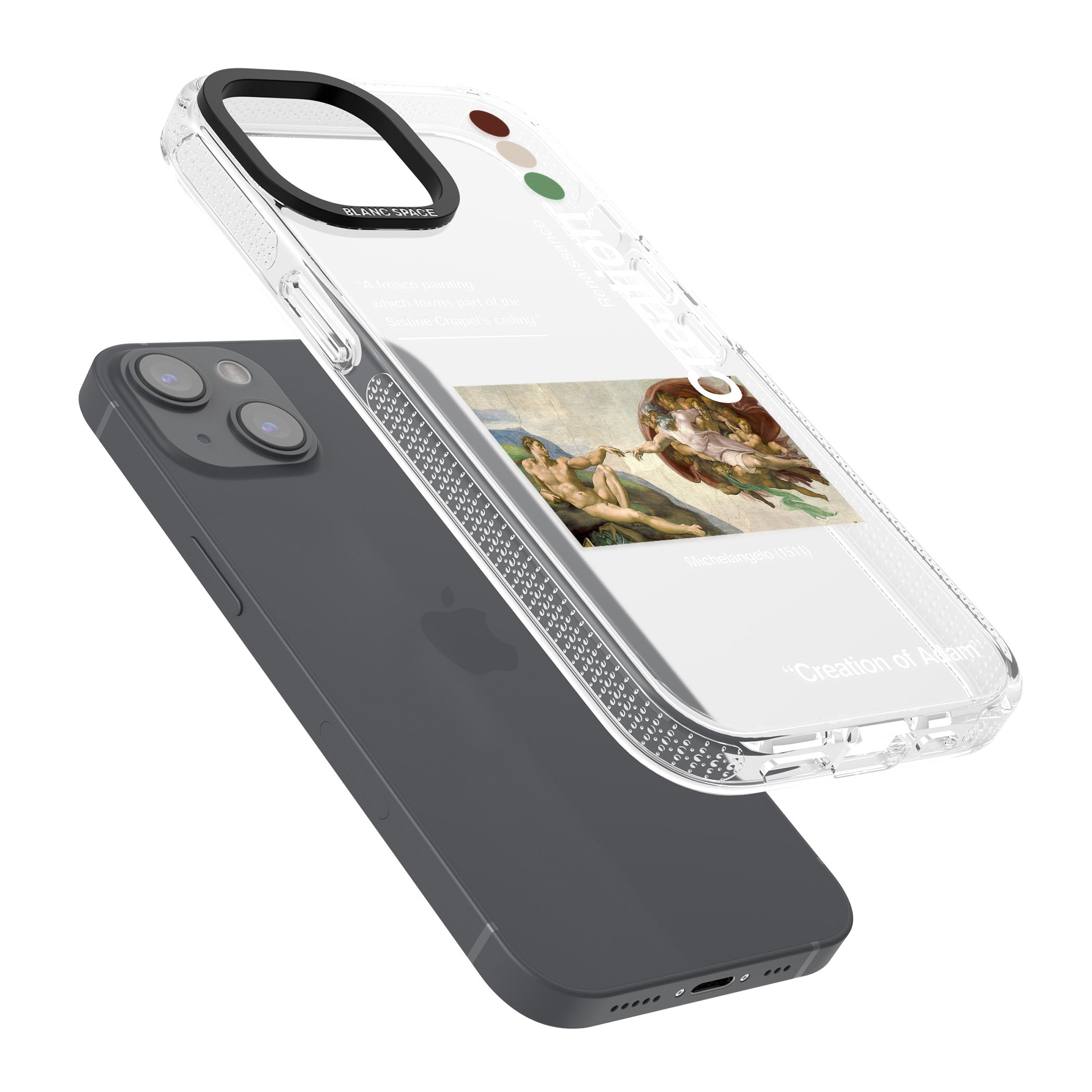 Creation of Adam - Michelangelo iPhone 15 / 14 / 13 Clear Case Impact Air - Blanc Space