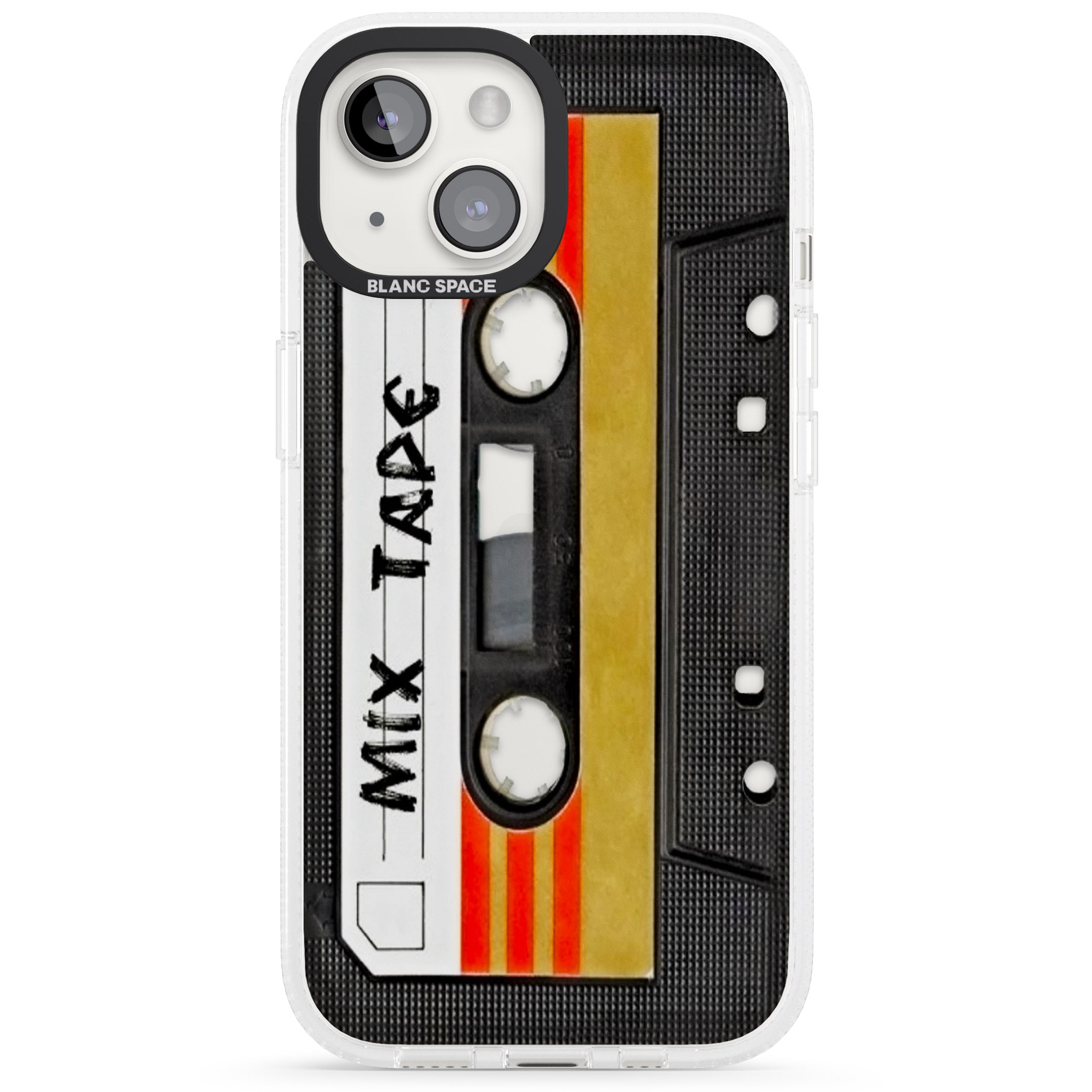 Retro Mix Tape iPhone 15 / 14 / 13 Clear Case Impact Air - Blanc Space