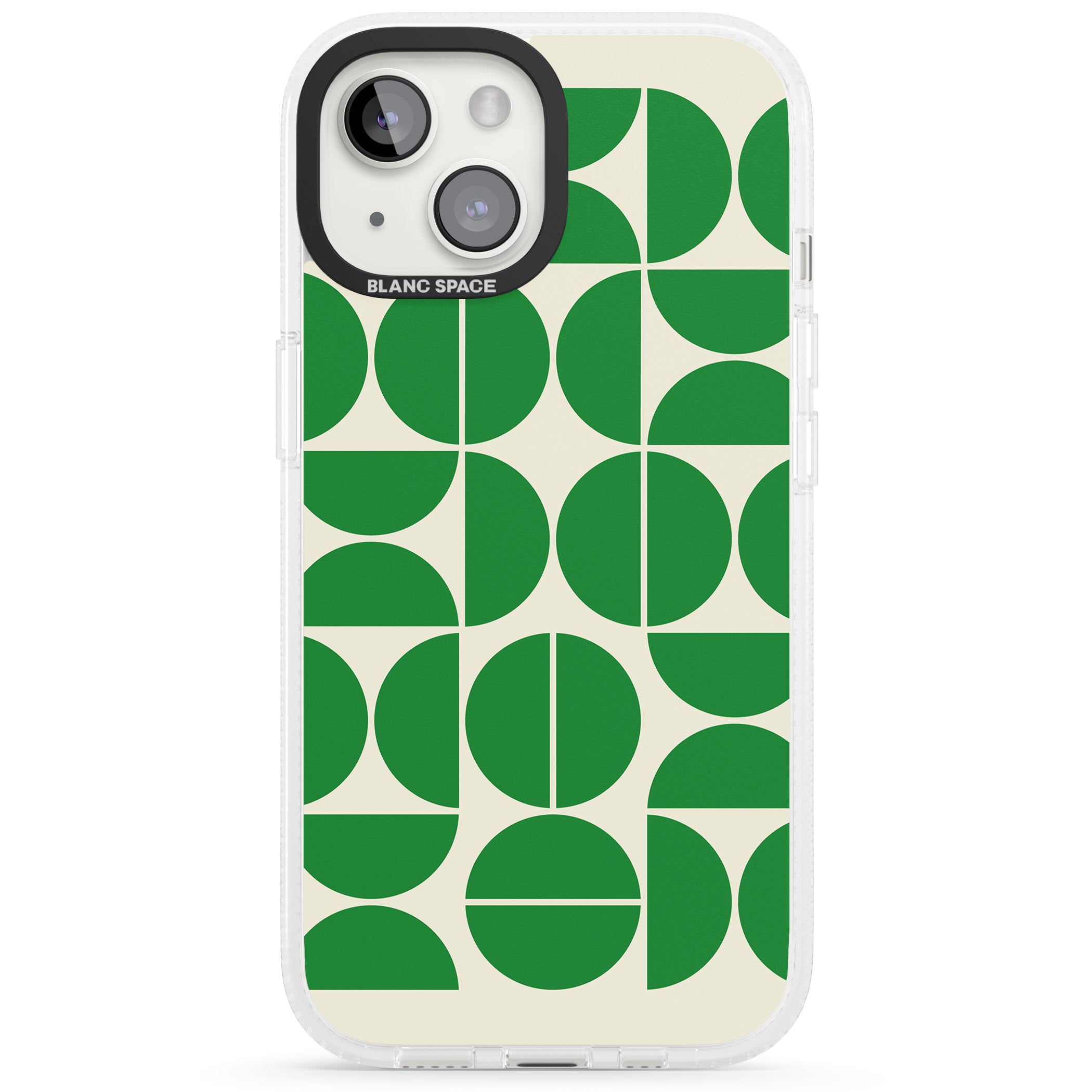 Retro Green Circles iPhone 15 / 14 / 13 Clear Case Impact Air - Blanc Space