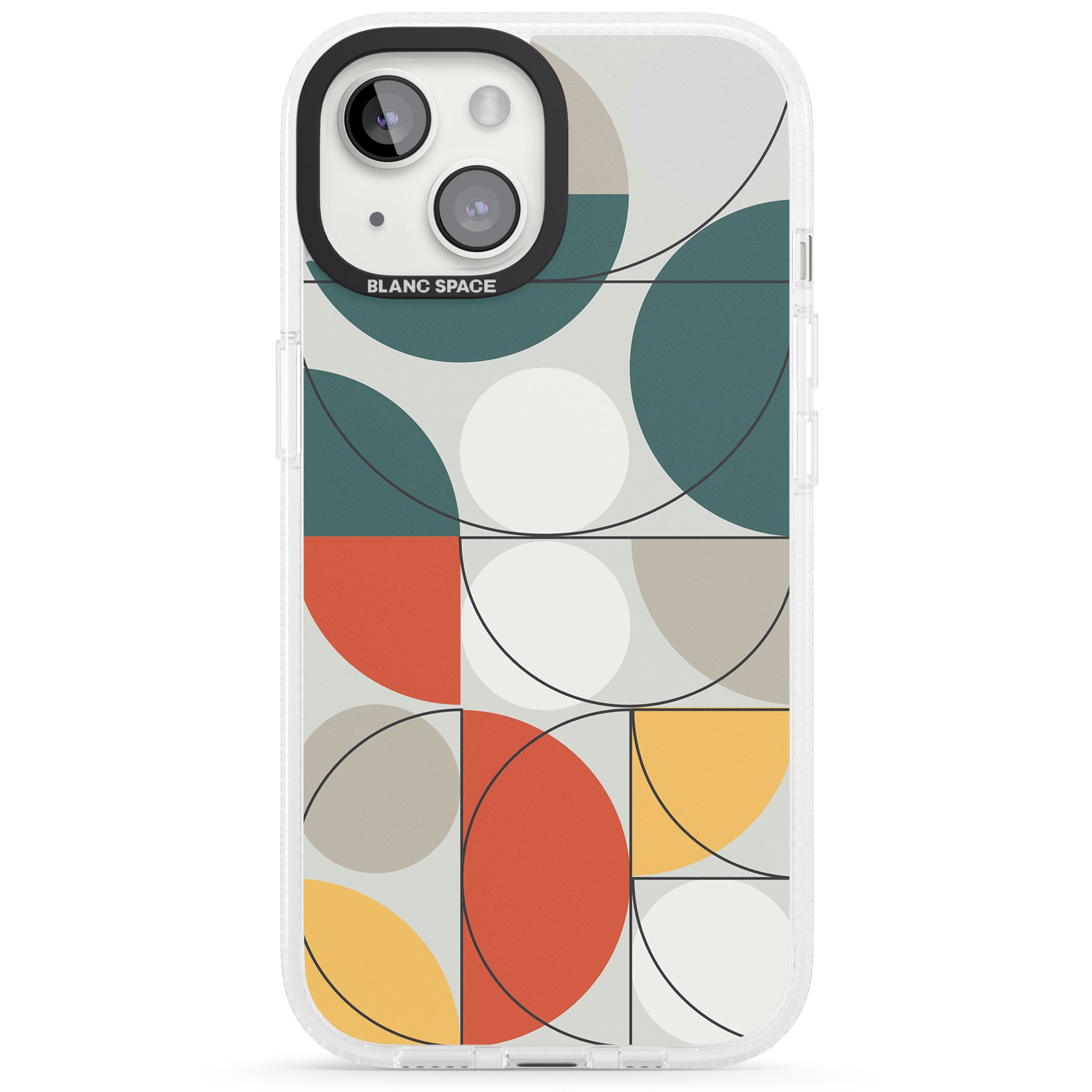 Abstract Half Circles iPhone 15 / 14 / 13 Clear Case Impact Air - Blanc Space