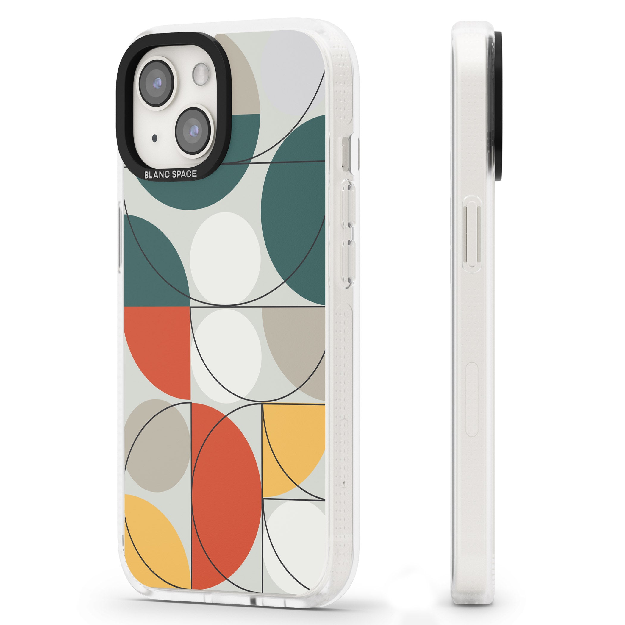 Abstract Half Circles iPhone 15 / 14 / 13 Clear Case Impact Air - Blanc Space