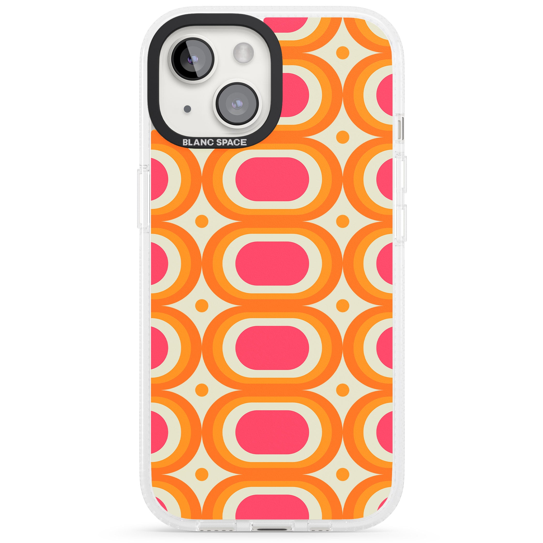 Groovy 60s Shape Pattern iPhone 15 / 14 / 13 Clear Case Impact Air - Blanc Space