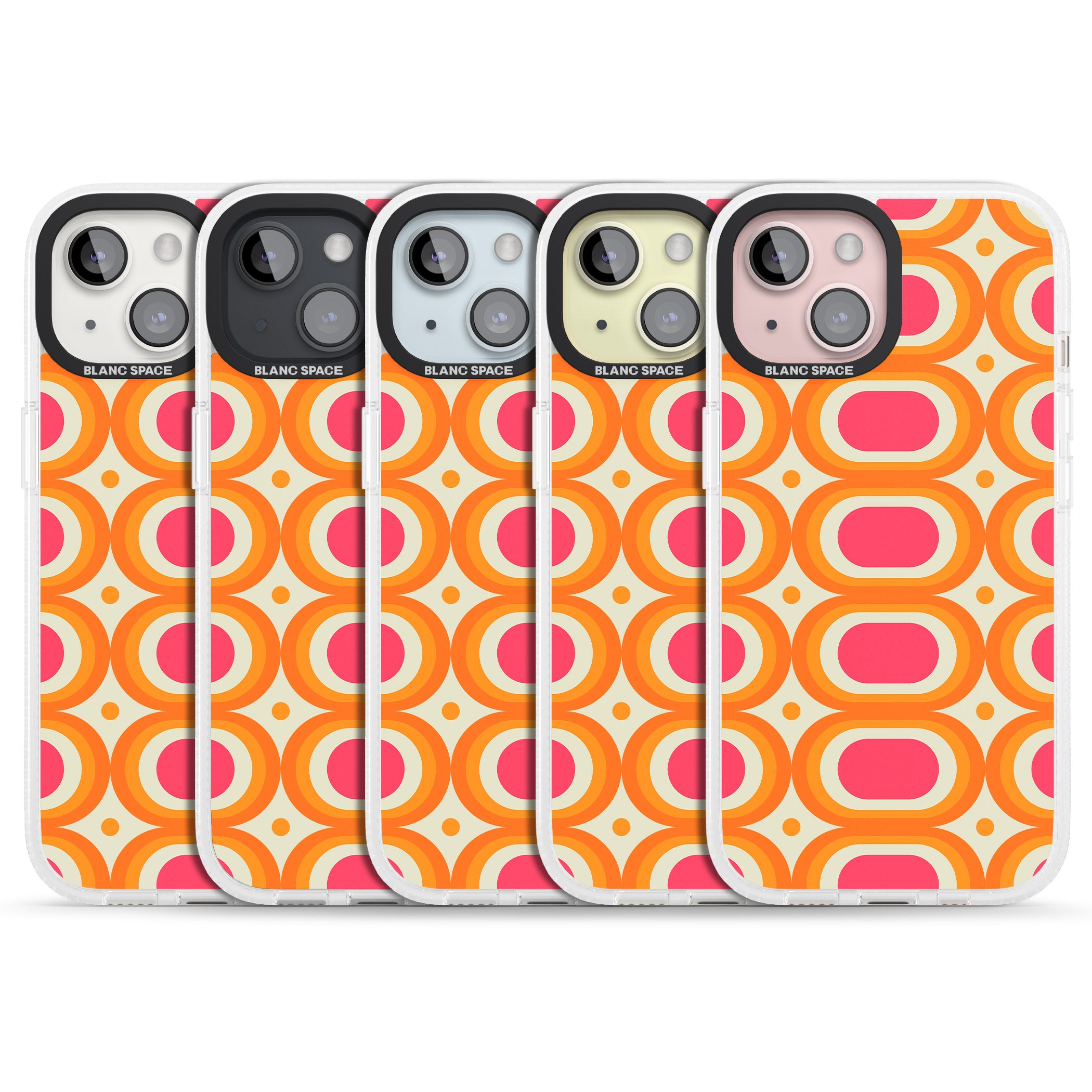 Groovy 60s Shape Pattern iPhone 15 / 14 / 13 Clear Case Impact Air - Blanc Space