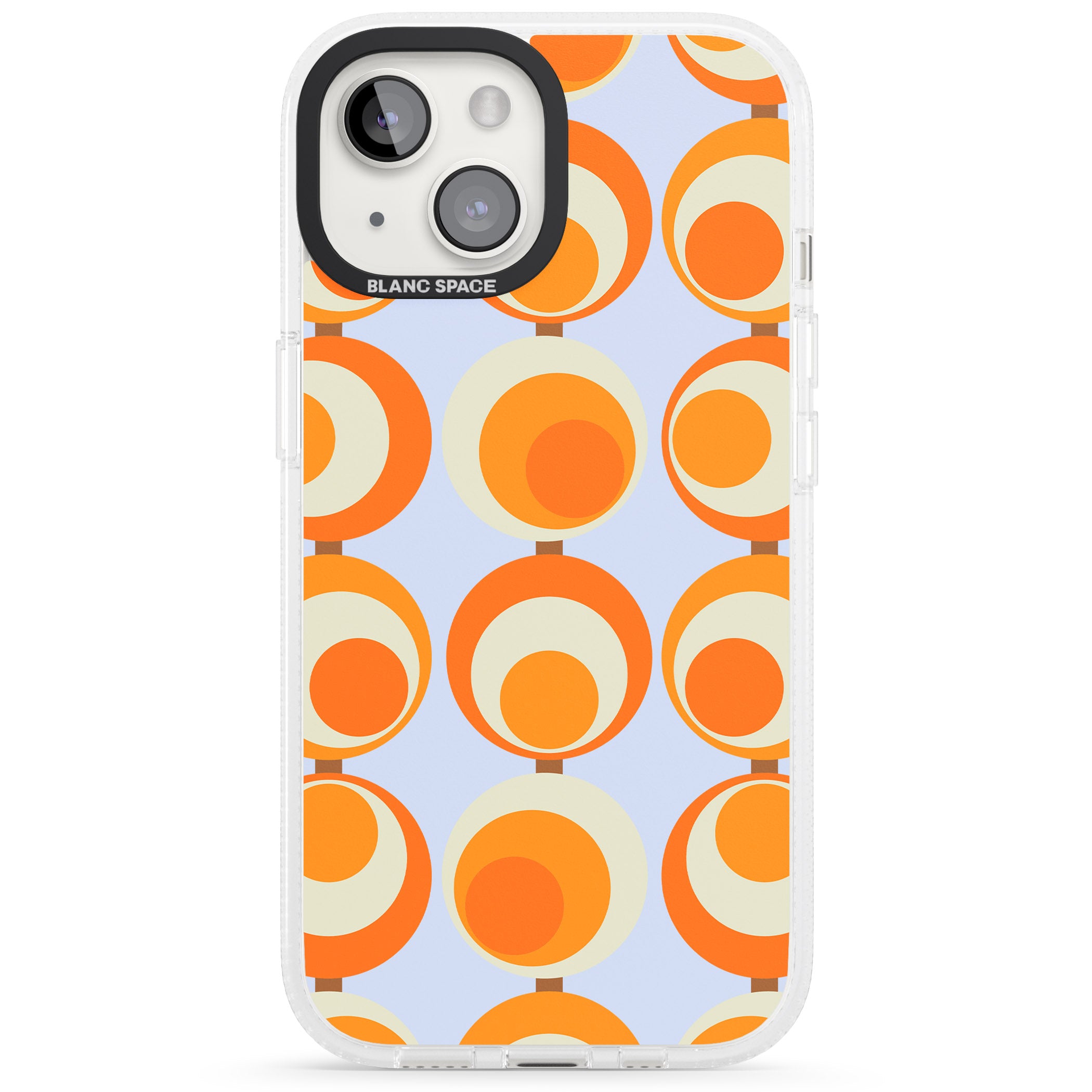 Mid-Century Blue & Orange Pattern iPhone 15 / 14 / 13 Clear Case Impact Air - Blanc Space
