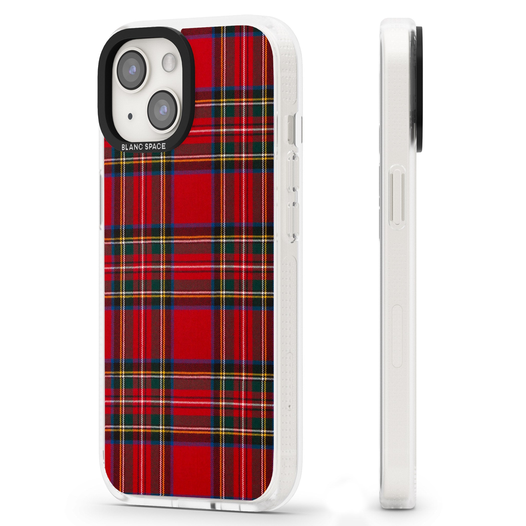 Royal Stewart Tartan iPhone 15 / 14 / 13 Clear Case Impact Air - Blanc Space