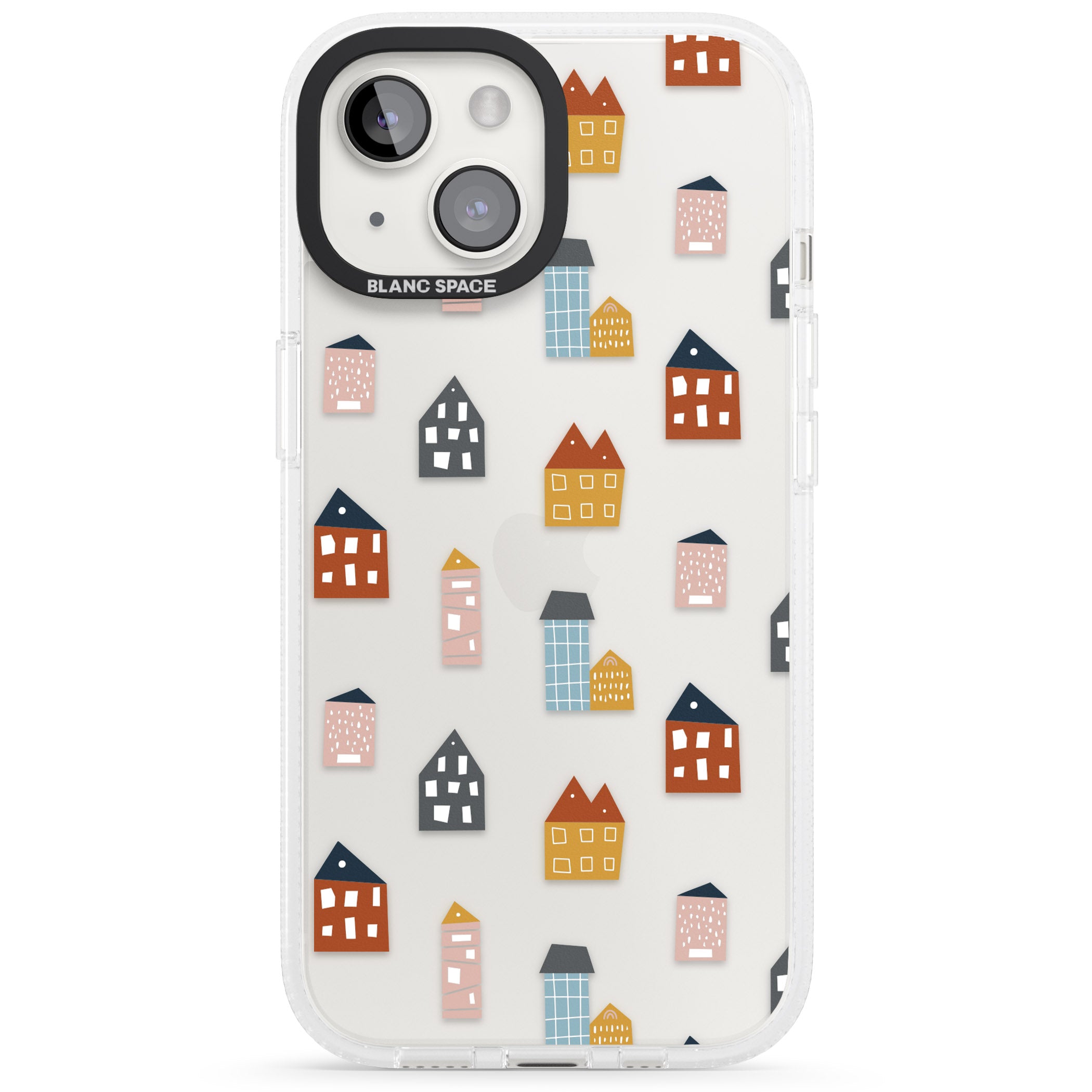Cute Scandinavian Buildings iPhone 15 / 14 / 13 Clear Case Impact Air - Blanc Space