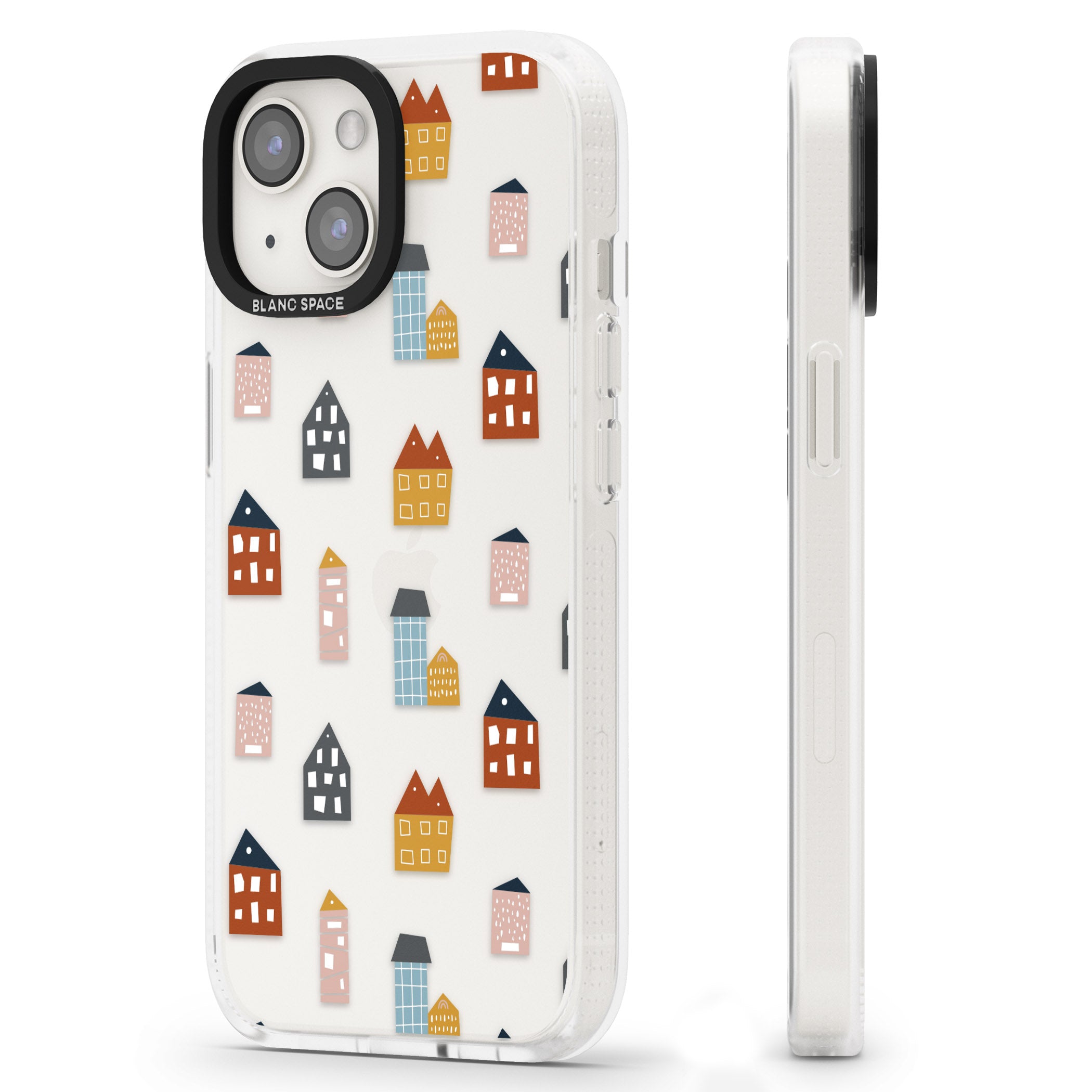 Cute Scandinavian Buildings iPhone 15 / 14 / 13 Clear Case Impact Air - Blanc Space