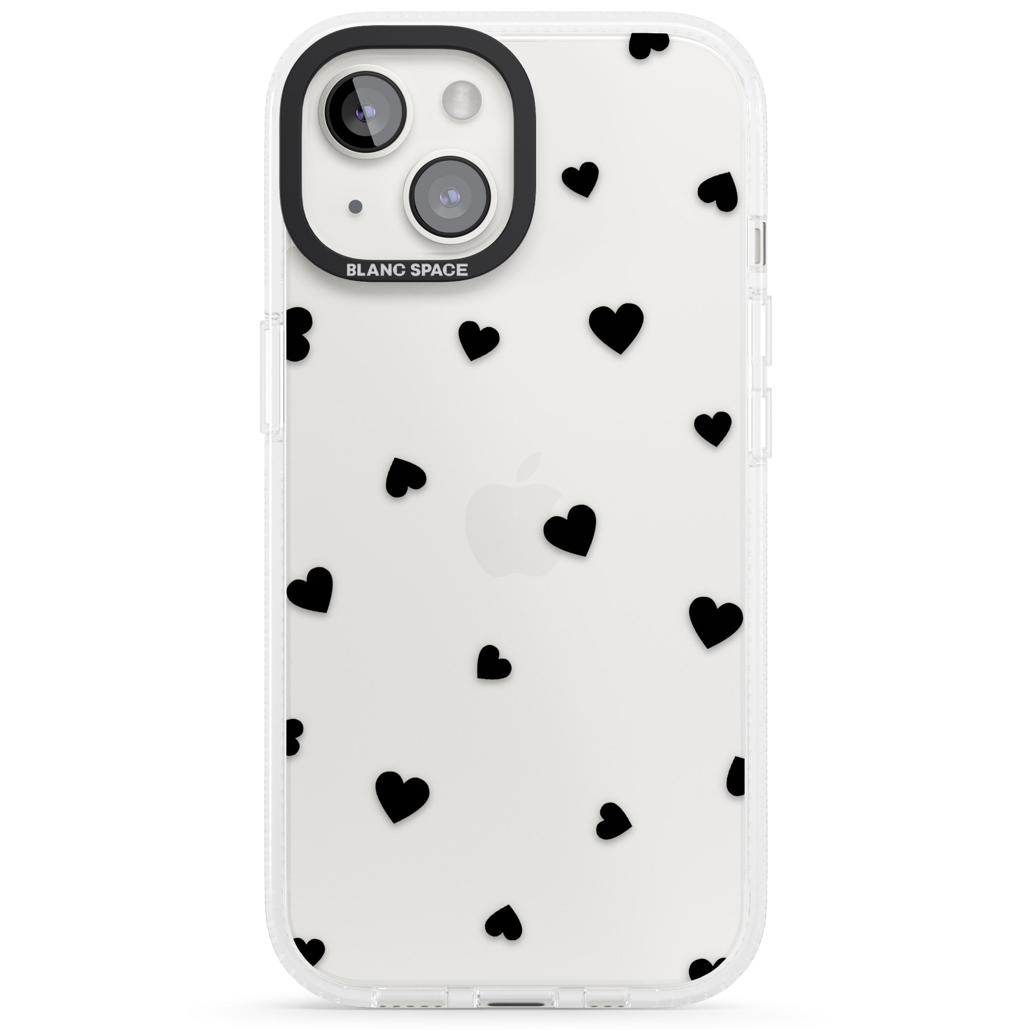 Black Hearts Pattern iPhone 15 / 14 / 13 Clear Case Impact Air - Blanc Space