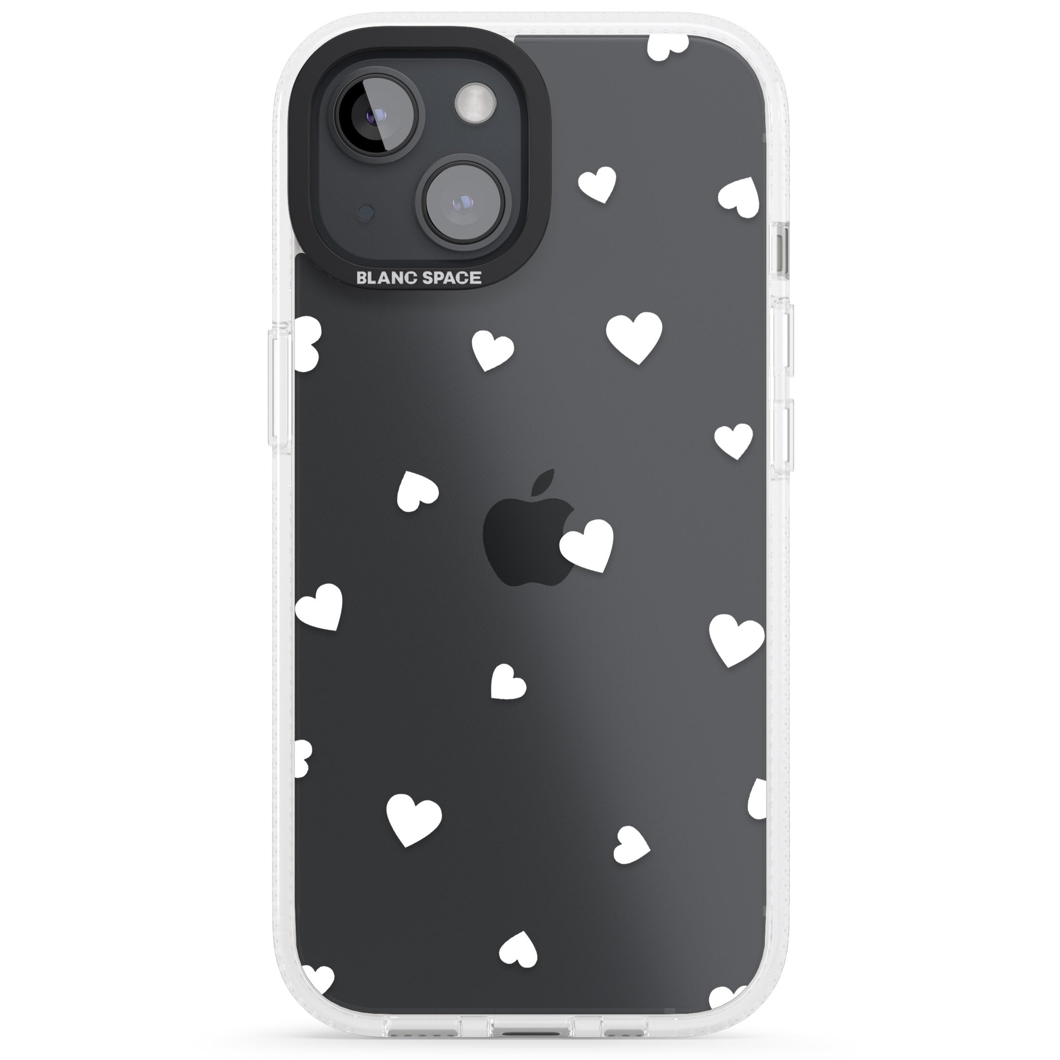 White Hearts Pattern iPhone 15 / 14 / 13 Clear Case Impact Air - Blanc Space