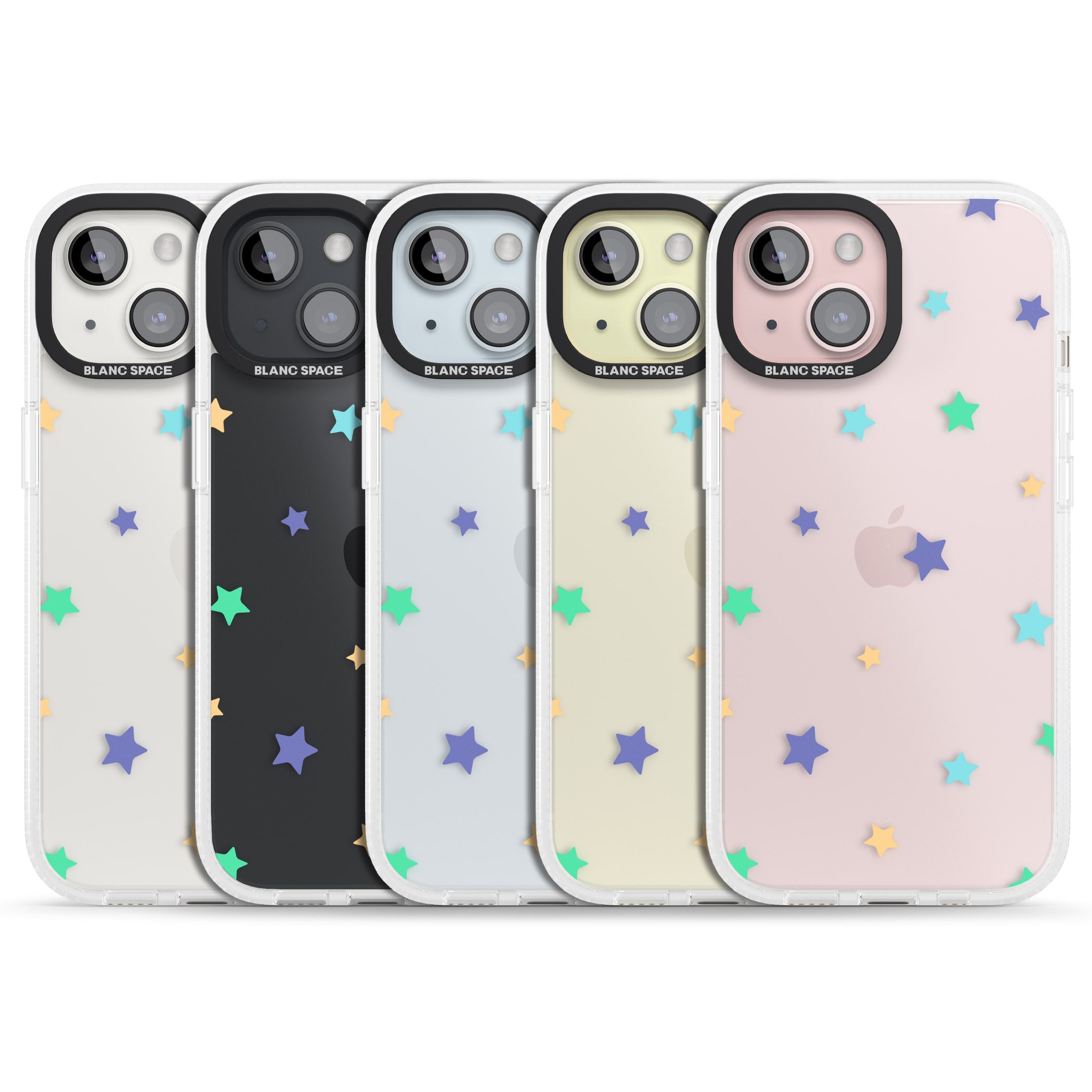 Pastel Stars Pattern iPhone 15 / 14 / 13 Clear Case Impact Air - Blanc Space