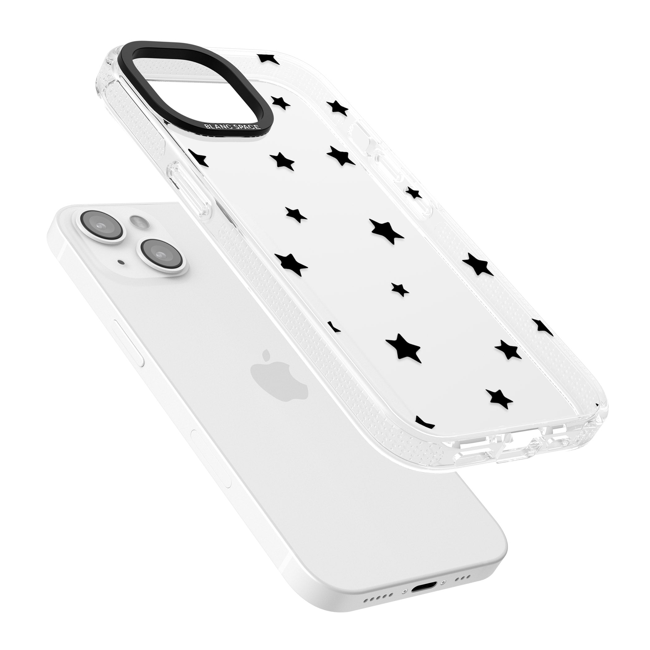 Black Stars Pattern iPhone 15 / 14 / 13 Clear Case Impact Air - Blanc Space