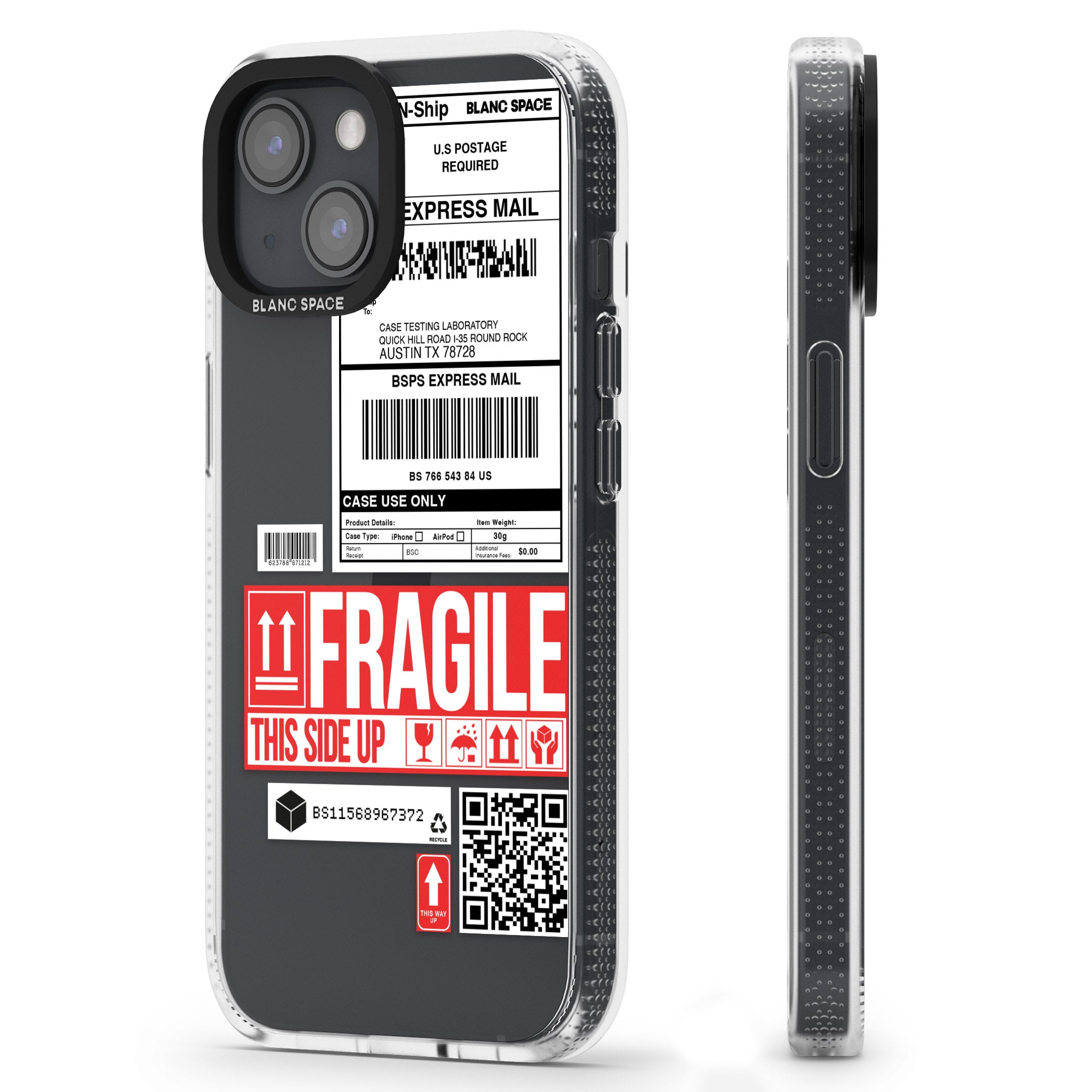 Shipping Label iPhone 15 / 14 / 13 Clear Case Impact Air - Blanc Space