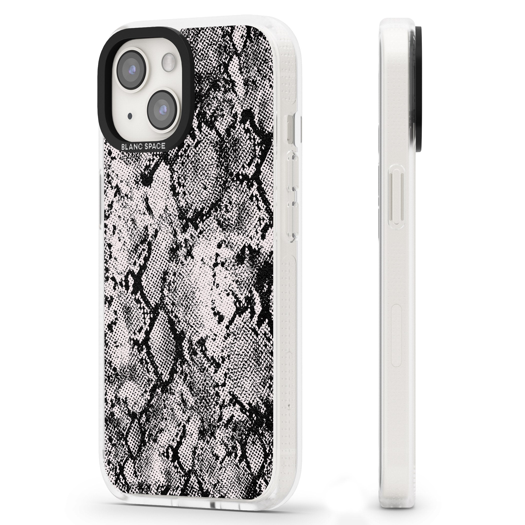 Pastel Snakeskin - Grey iPhone 15 / 14 / 13 Clear Case Impact Air - Blanc Space
