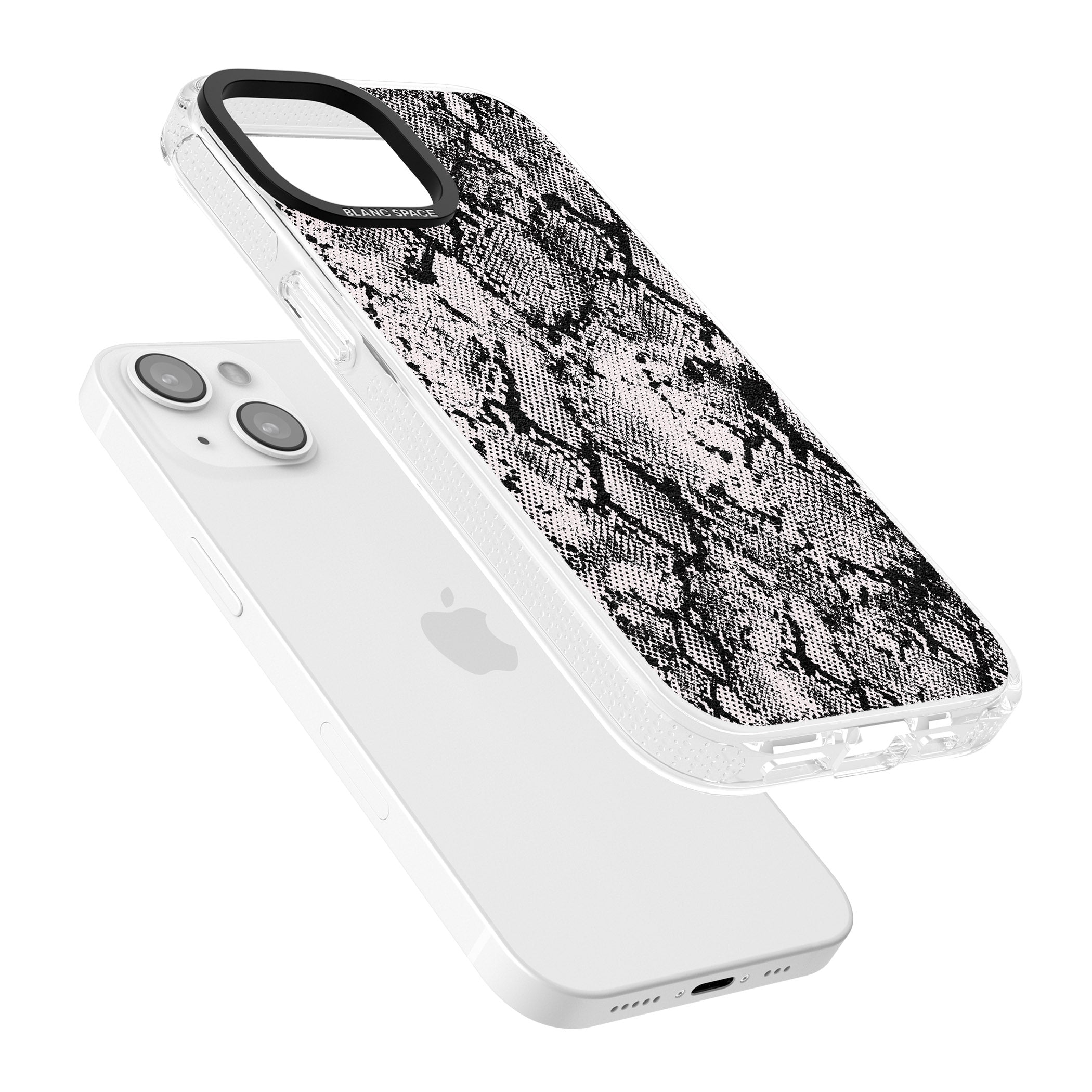 Pastel Snakeskin - Grey iPhone 15 / 14 / 13 Clear Case Impact Air - Blanc Space