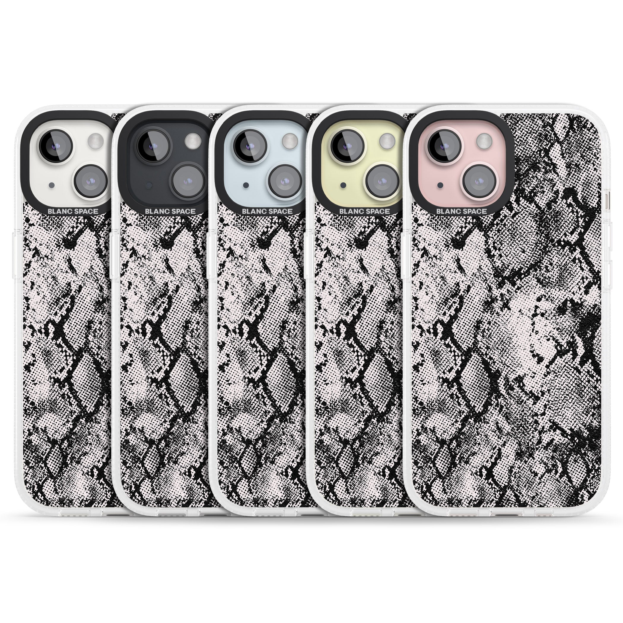 Pastel Snakeskin - Grey iPhone 15 / 14 / 13 Clear Case Impact Air - Blanc Space
