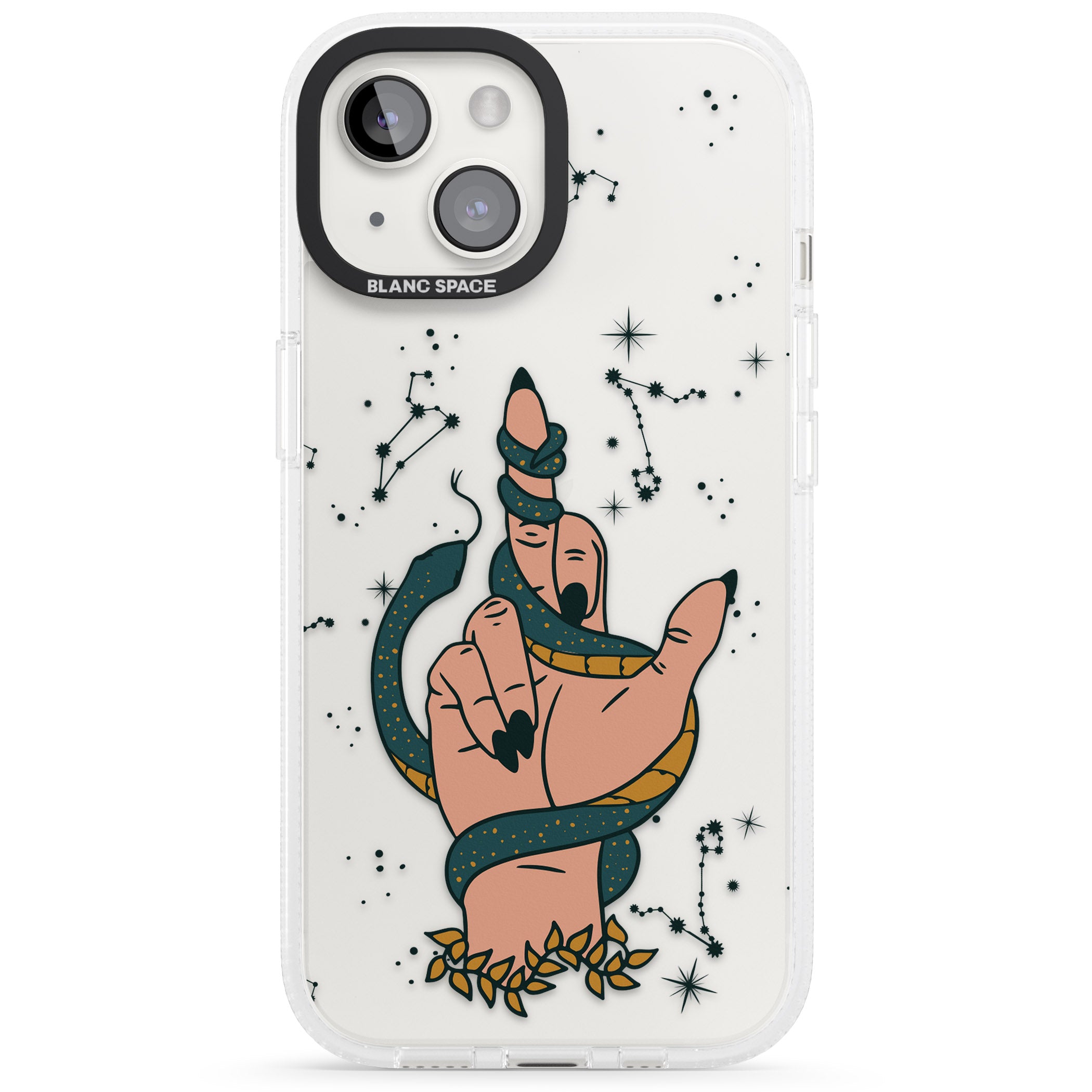 Snakes, Stars and Cynicism iPhone 15 / 14 / 13 Clear Case Impact Air - Blanc Space