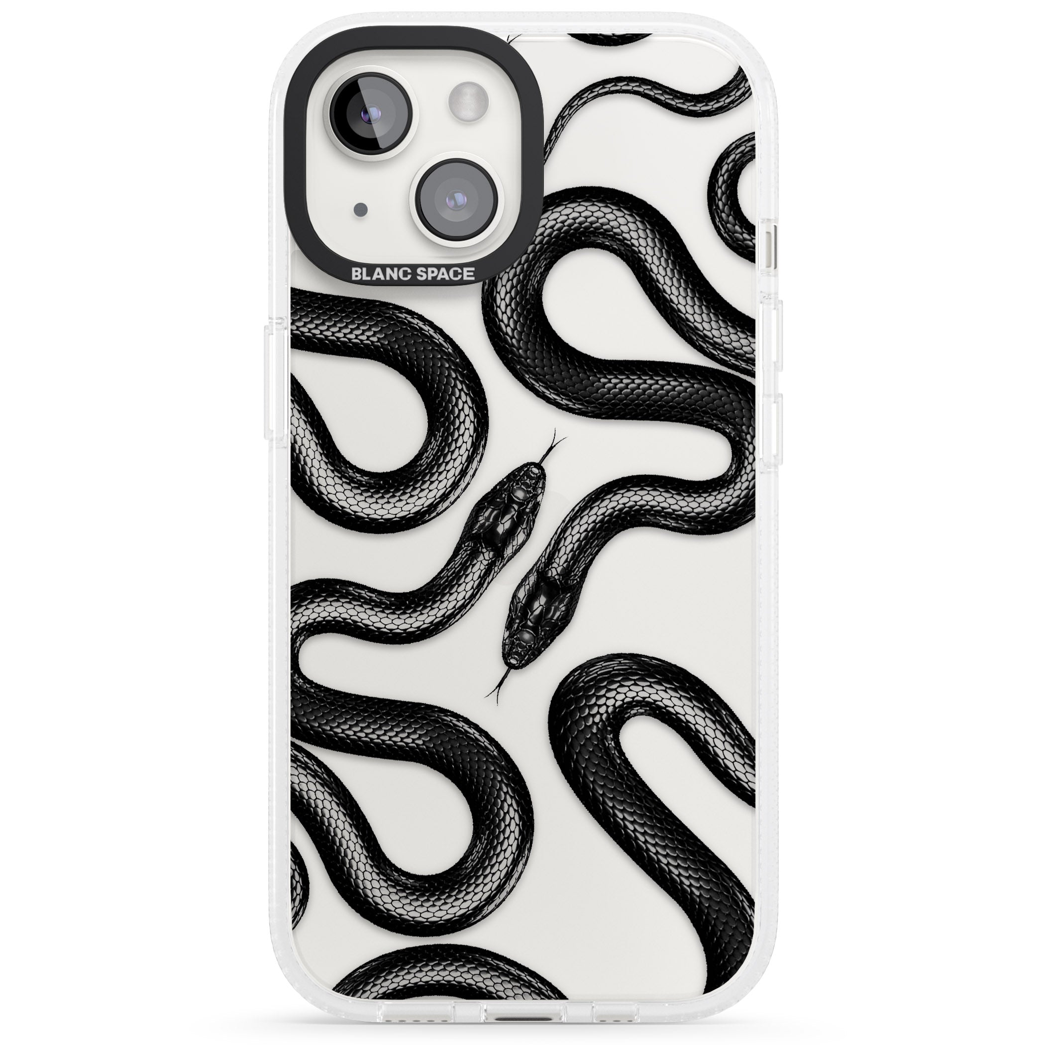 Black Kingsnake iPhone 15 / 14 / 13 Clear Case Impact Air - Blanc Space