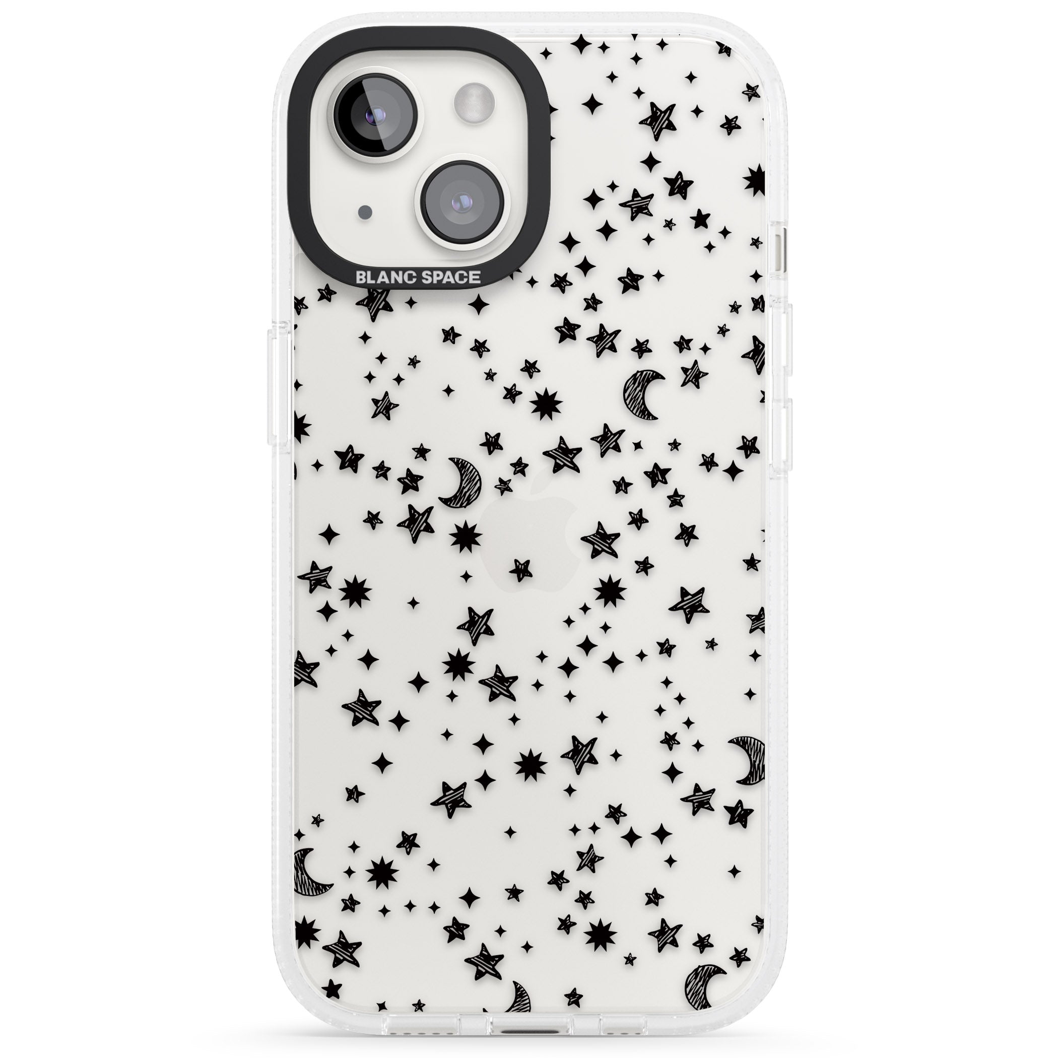 Black Cosmic Galaxy Pattern iPhone 15 / 14 / 13 Clear Case Impact Air - Blanc Space
