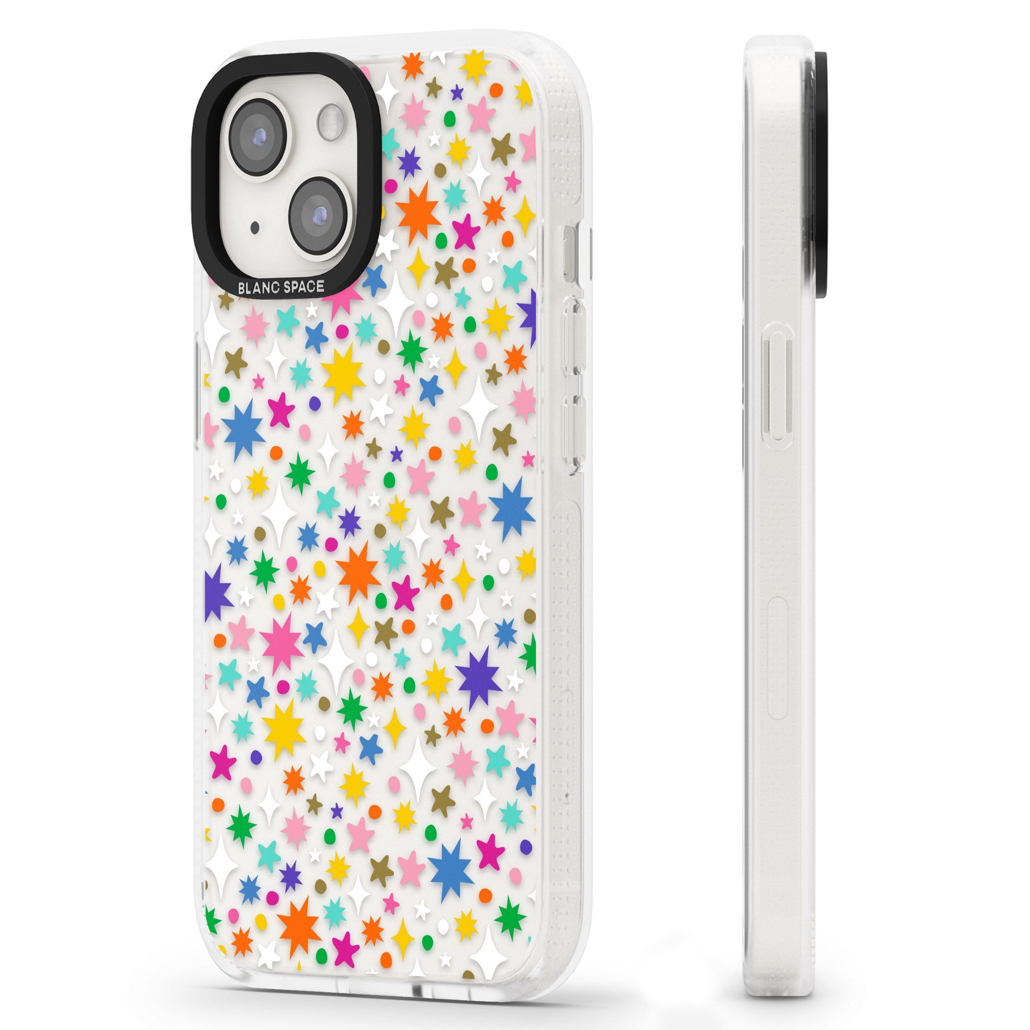 Rainbow Starburst iPhone 15 / 14 / 13 Clear Case Impact Air - Blanc Space