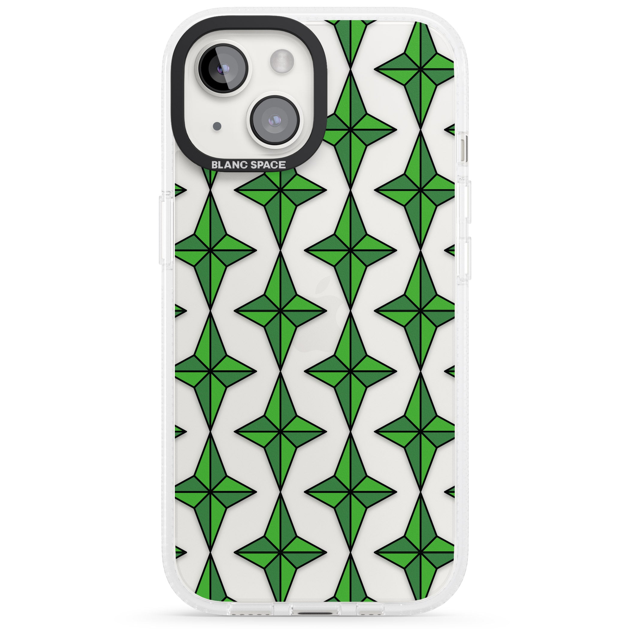 Emerald Stars Pattern (Clear) iPhone 15 / 14 / 13 Clear Case Impact Air - Blanc Space