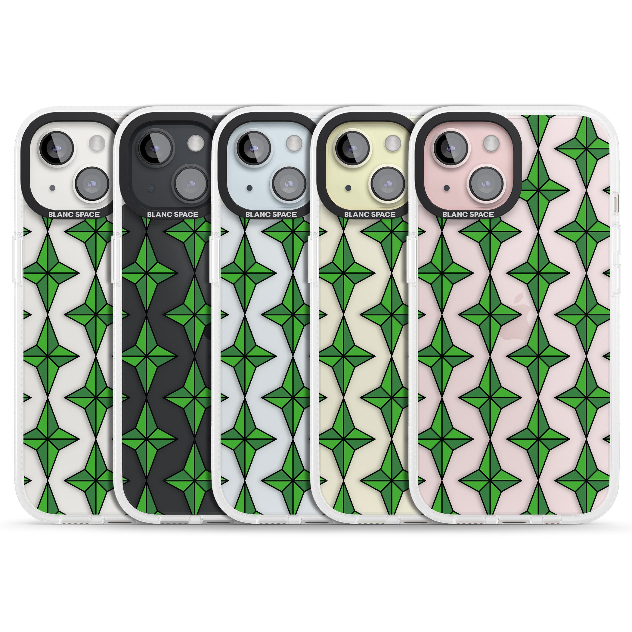 Emerald Stars Pattern (Clear) iPhone 15 / 14 / 13 Clear Case Impact Air - Blanc Space
