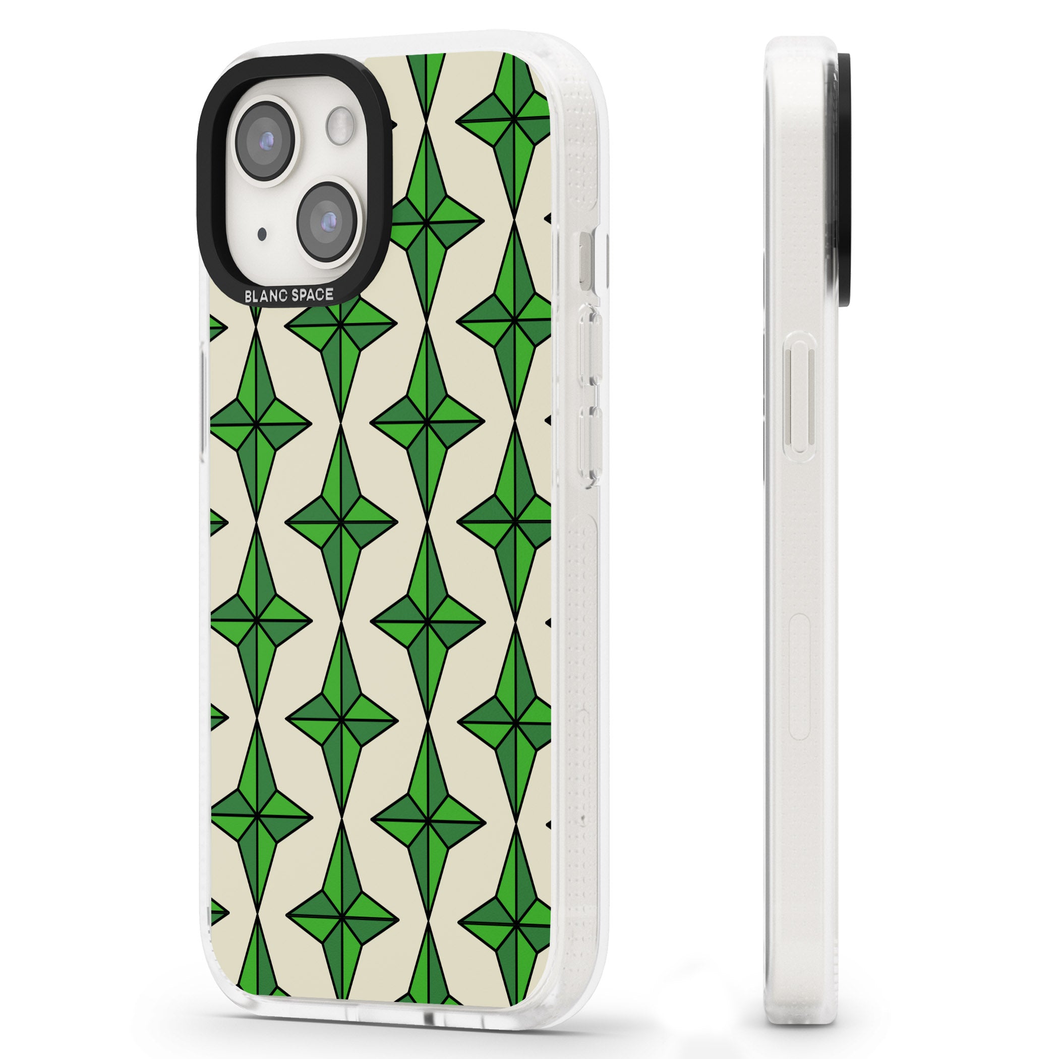 Emerald Stars Pattern iPhone 15 / 14 / 13 Clear Case Impact Air - Blanc Space