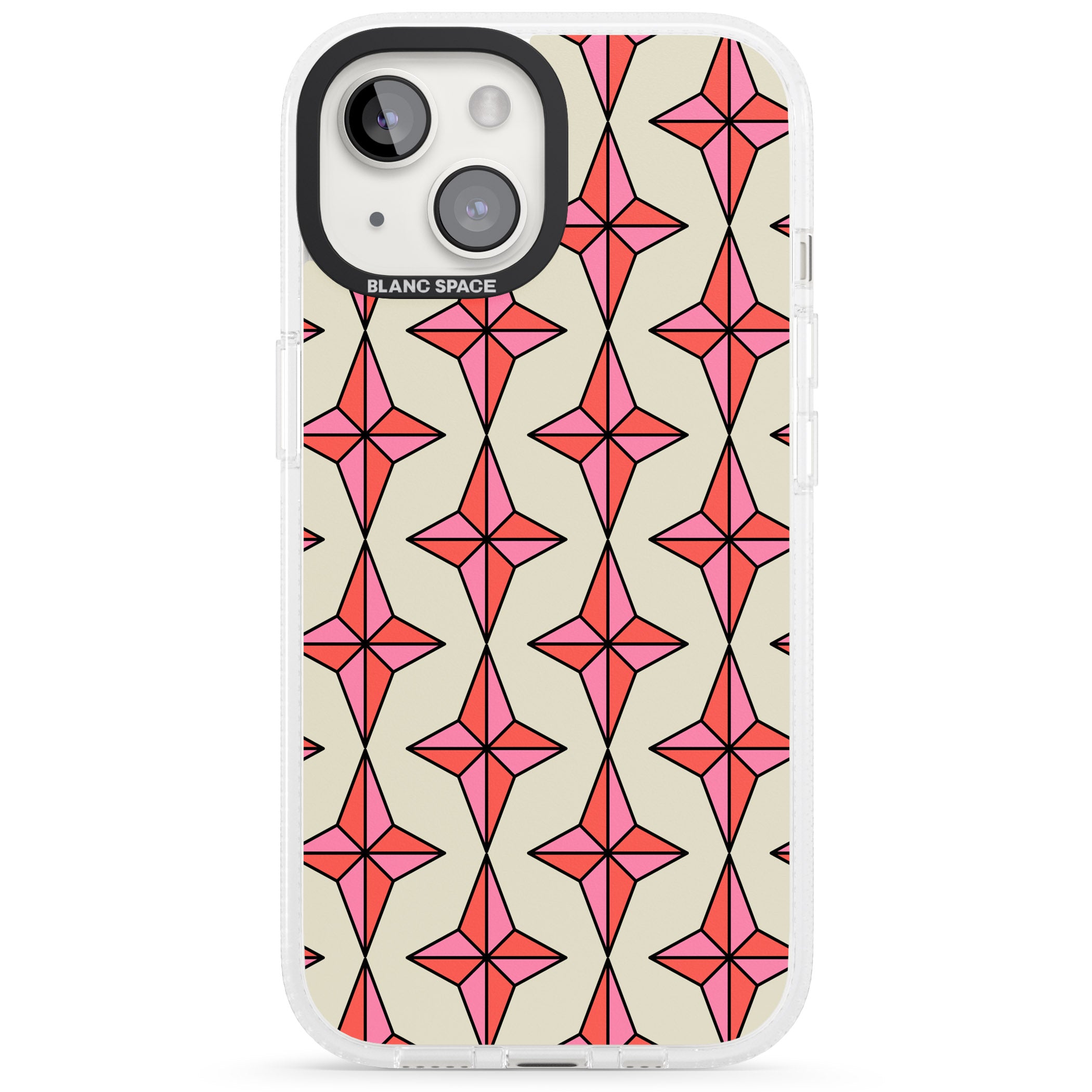 Rose Stars Pattern iPhone 15 / 14 / 13 Clear Case Impact Air - Blanc Space