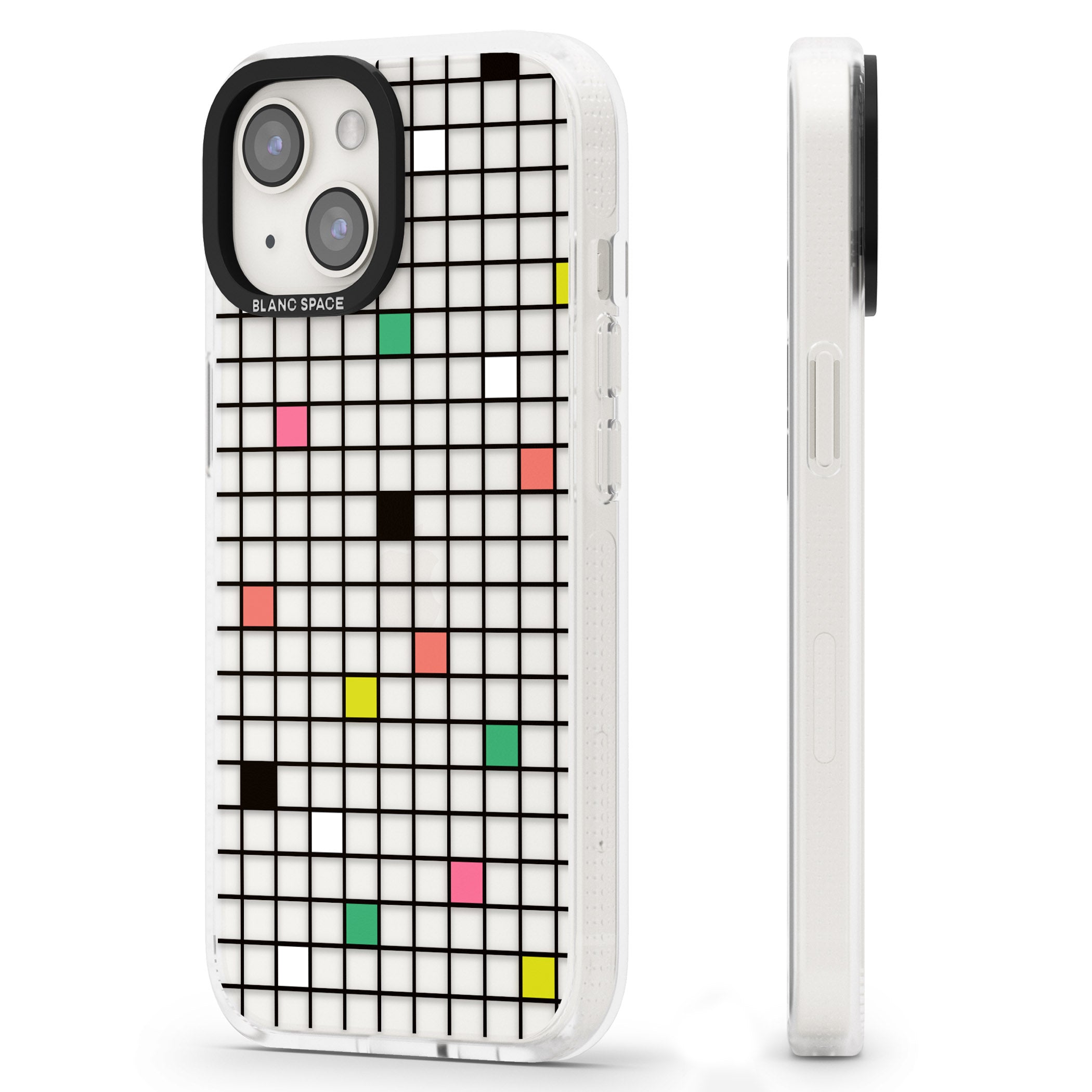 Vibrant Clear Geometric Grid iPhone 15 / 14 / 13 Clear Case Impact Air - Blanc Space
