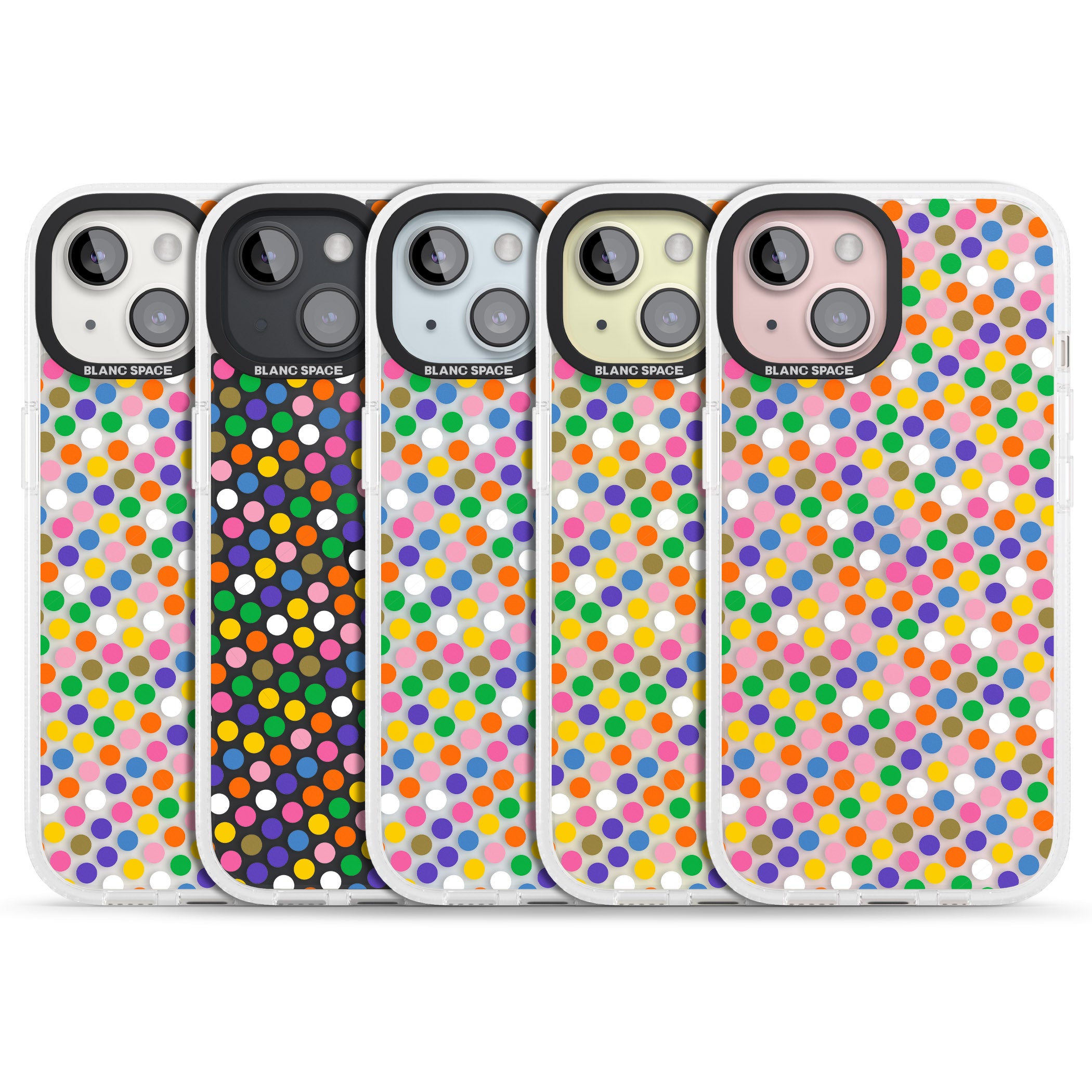 Multicolour Polka-dot Fiesta iPhone 15 / 14 / 13 Clear Case Impact Air - Blanc Space