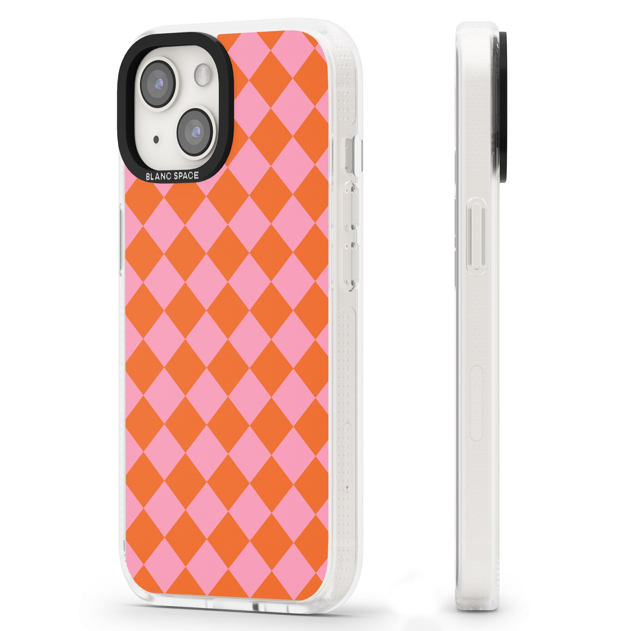 Retro Sunset Diamond Plaid iPhone 15 / 14 / 13 Clear Case Impact Air - Blanc Space