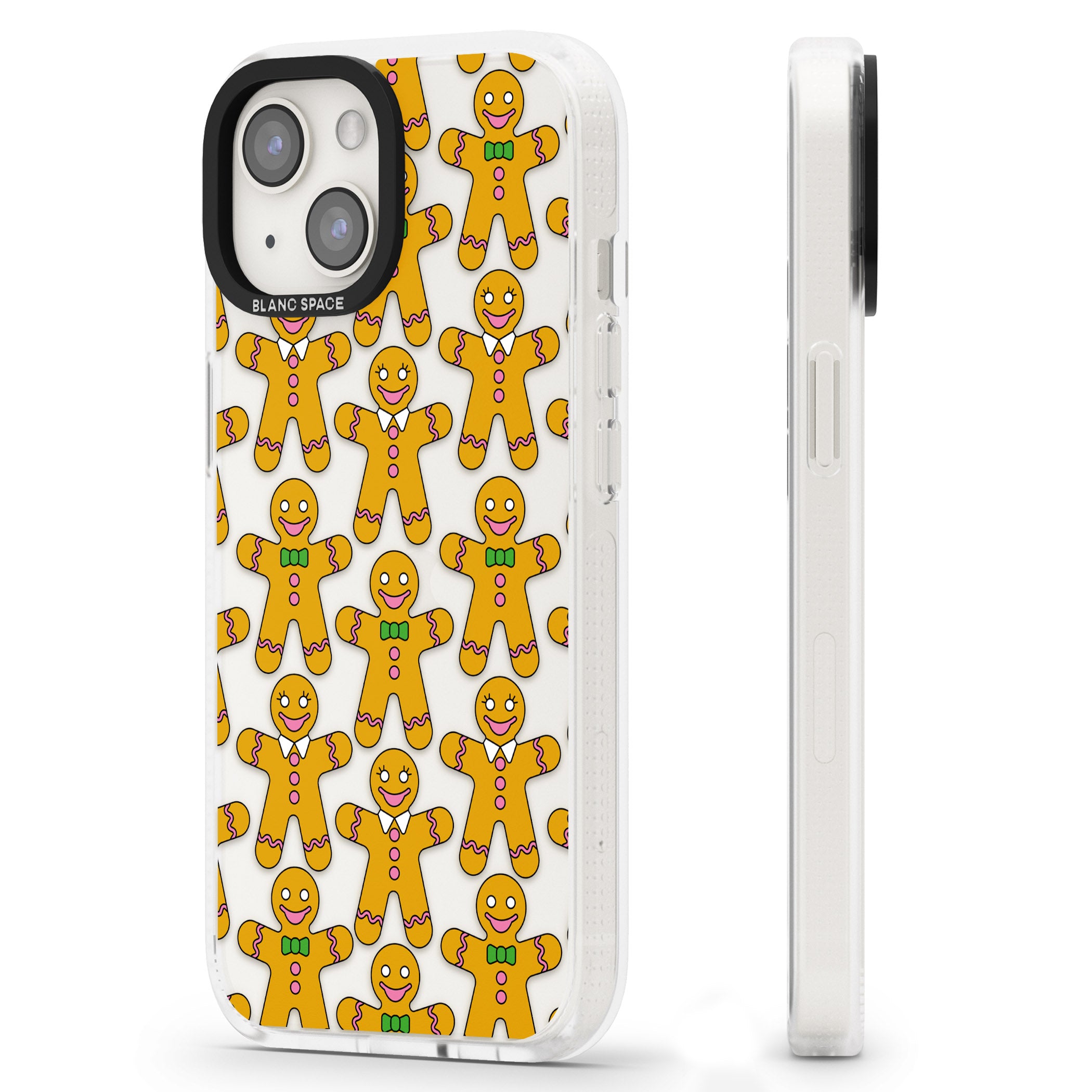 Gingerbread Cookie Pattern iPhone 15 / 14 / 13 Clear Case Impact Air - Blanc Space