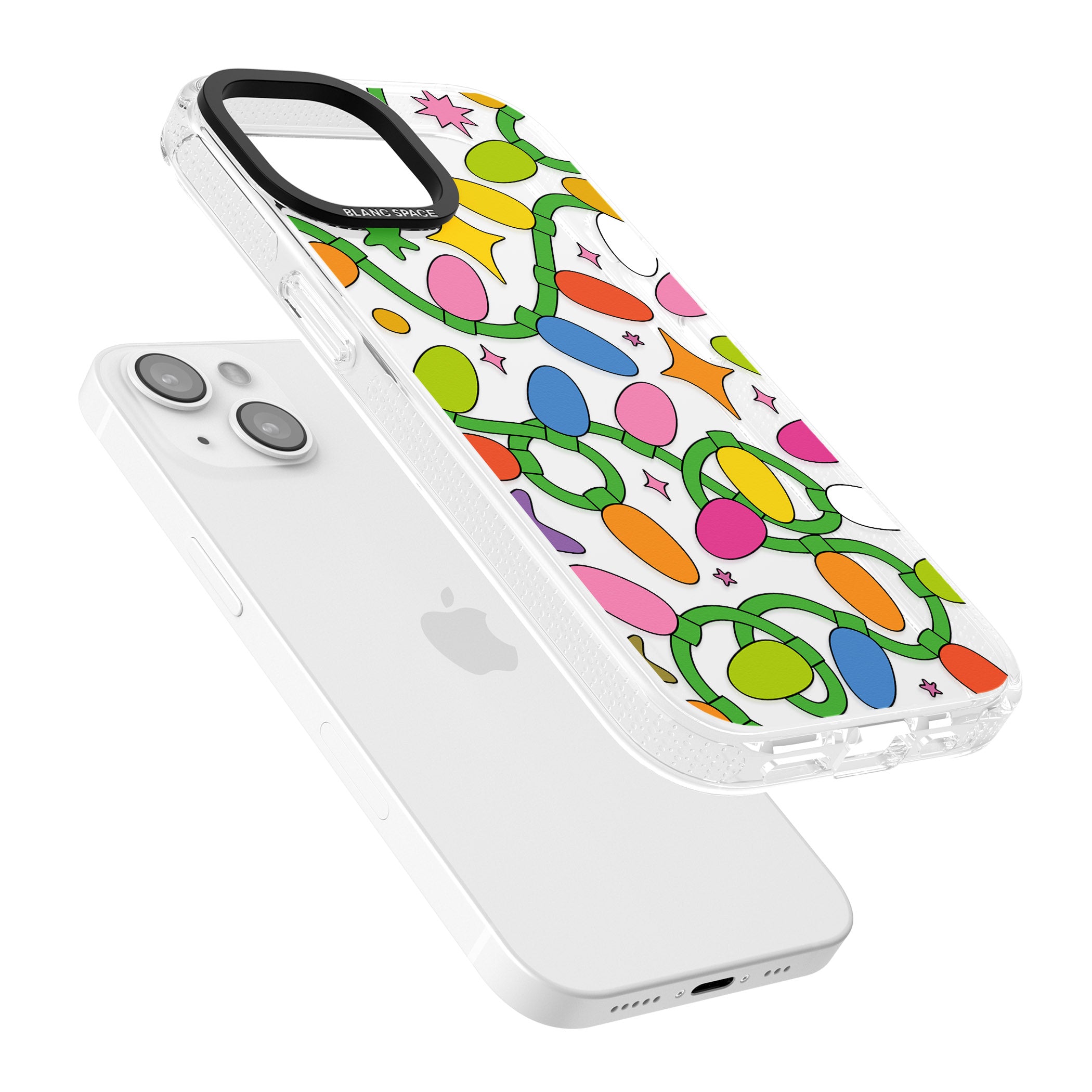 Festive Lights Pattern iPhone 15 / 14 / 13 Clear Case Impact Air - Blanc Space