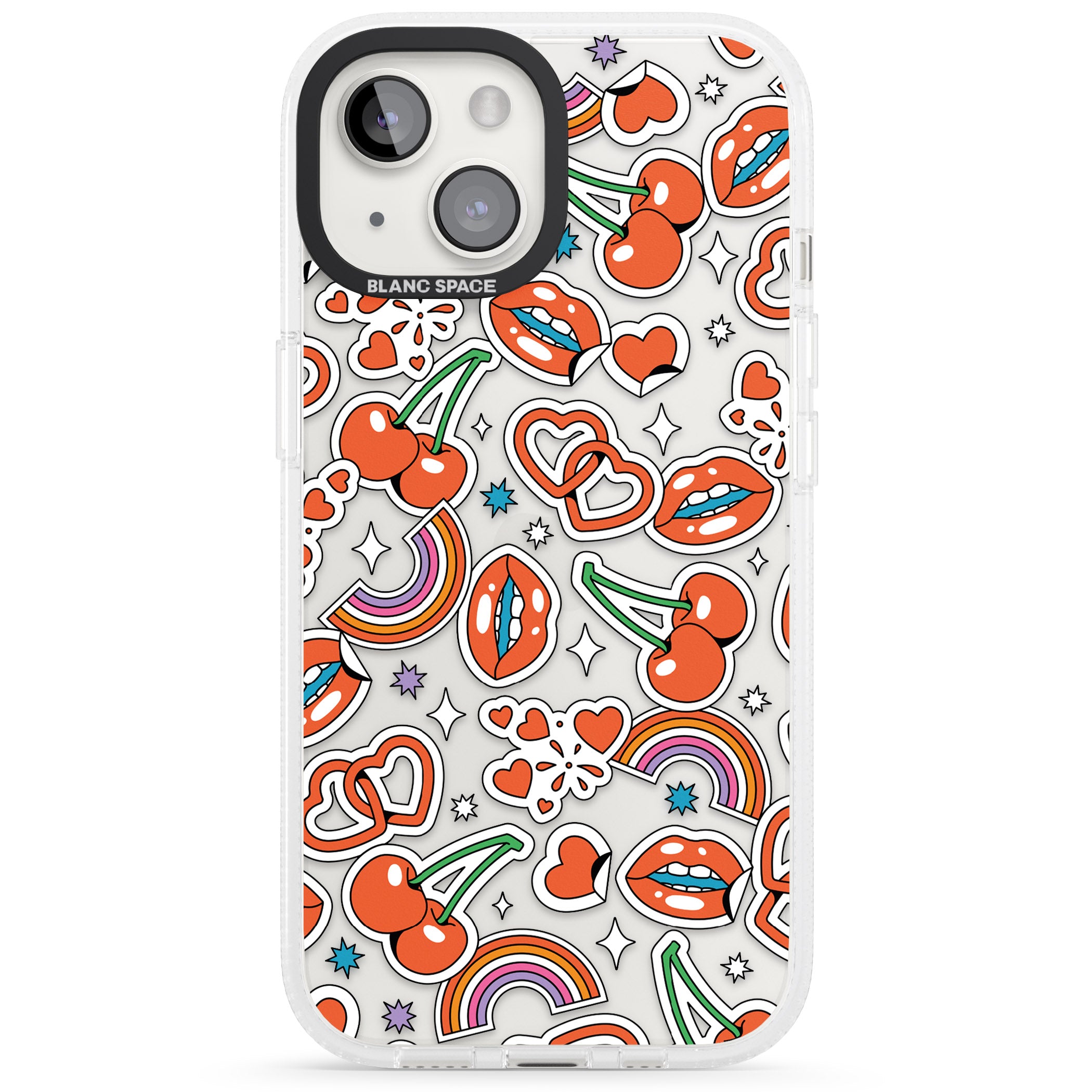 Red Sticker Pop iPhone 15 / 14 / 13 Clear Case Impact Air - Blanc Space