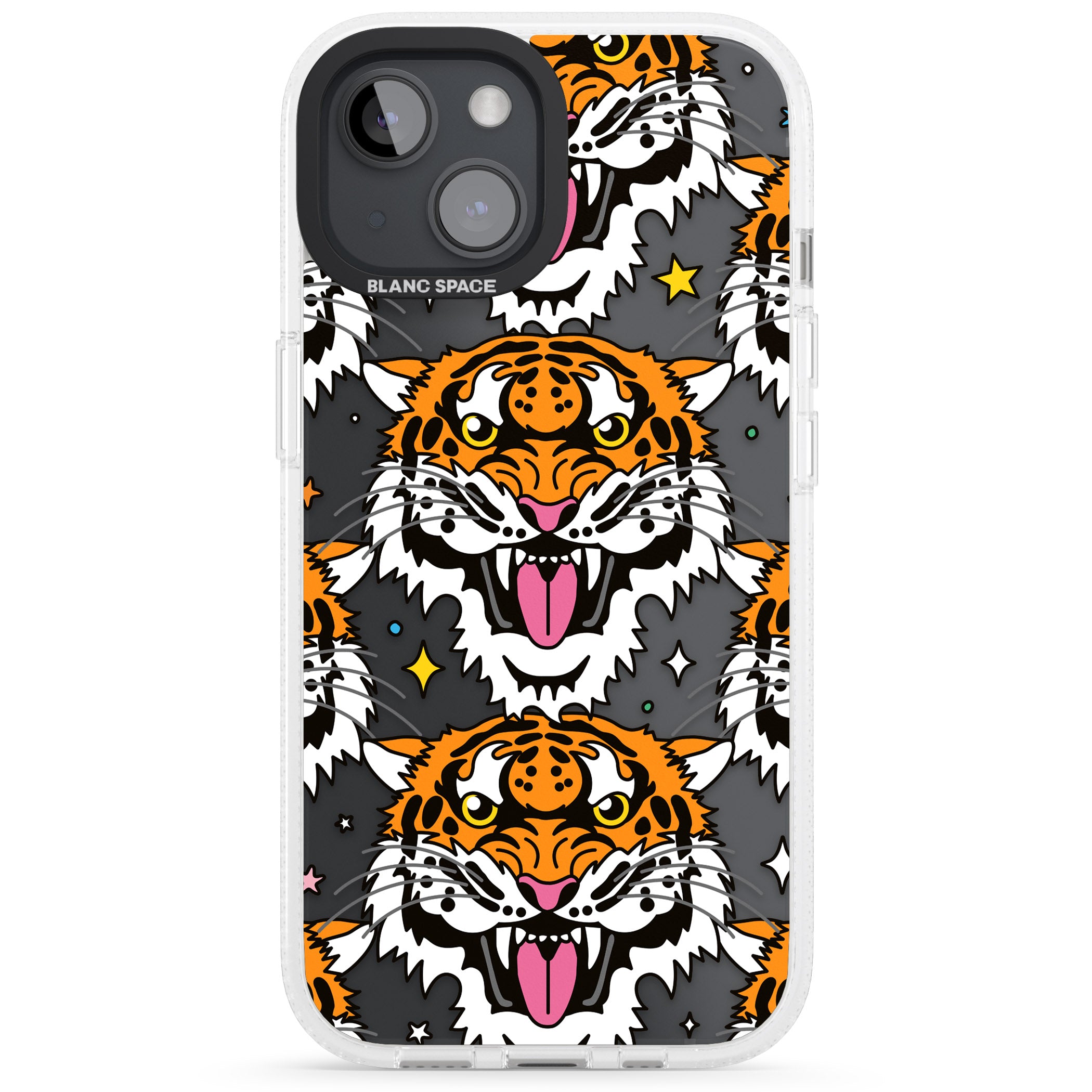 Fierce Jungle Tigers iPhone 15 / 14 / 13 Clear Case Impact Air - Blanc Space