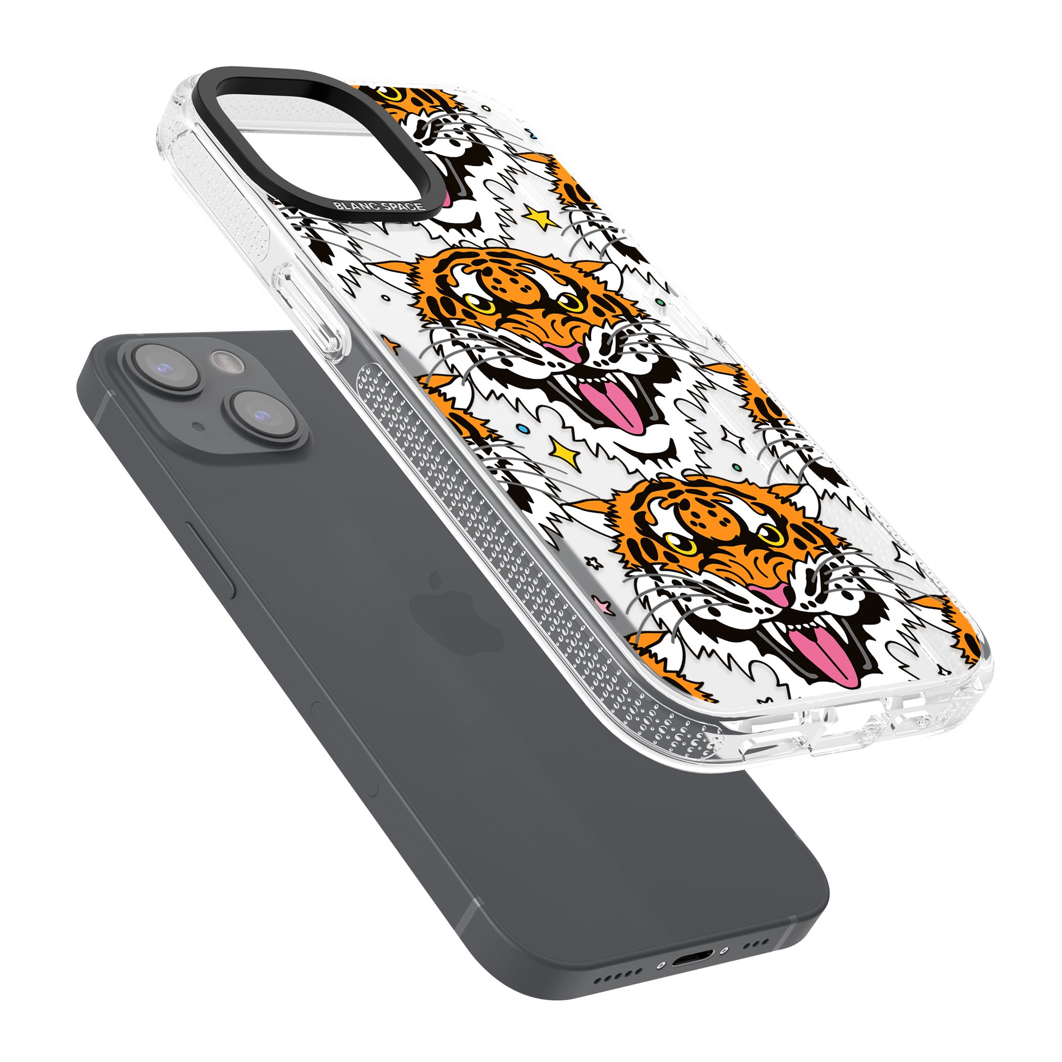 Fierce Jungle Tigers iPhone 15 / 14 / 13 Clear Case Impact Air - Blanc Space