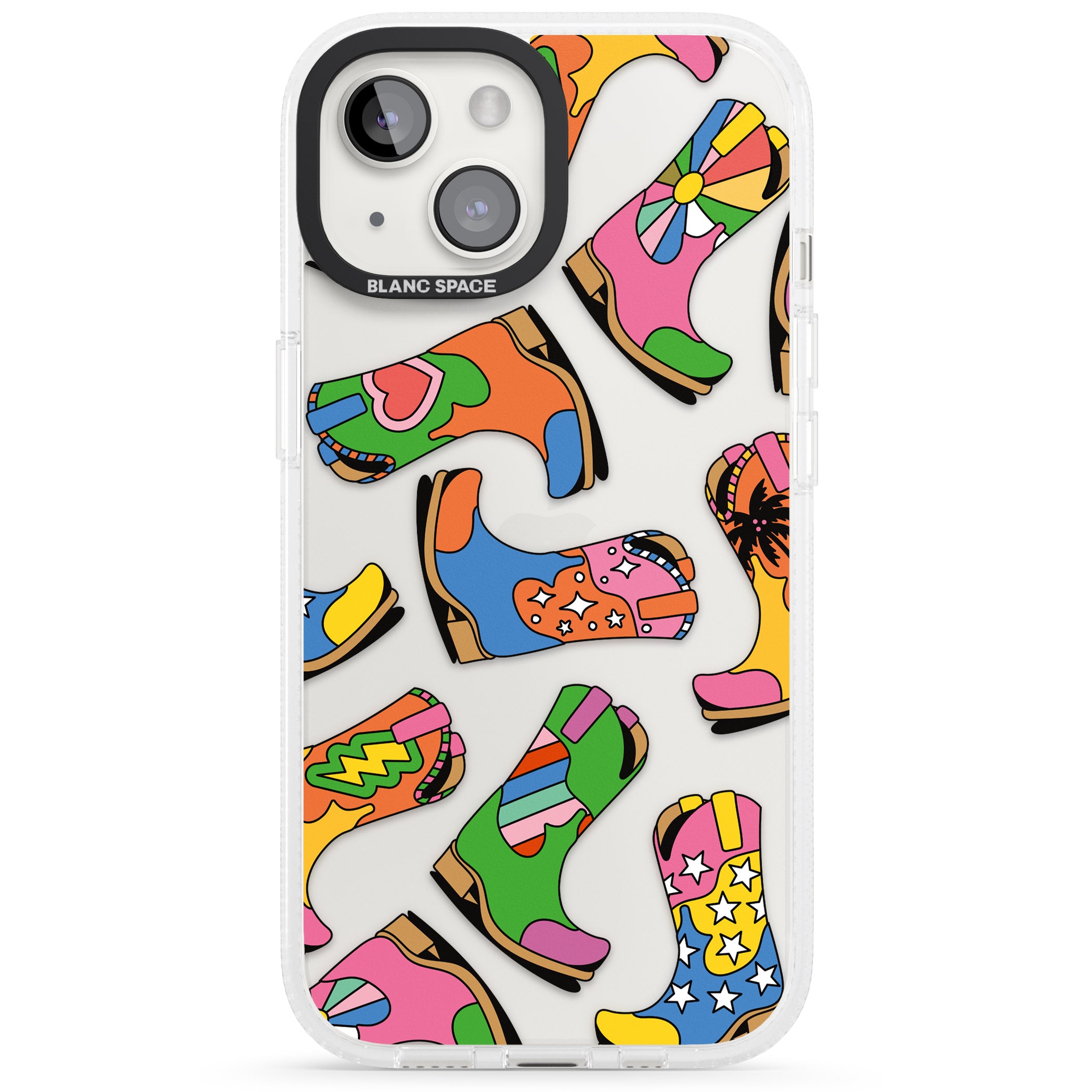 Starburst Boots iPhone 15 / 14 / 13 Clear Case Impact Air - Blanc Space